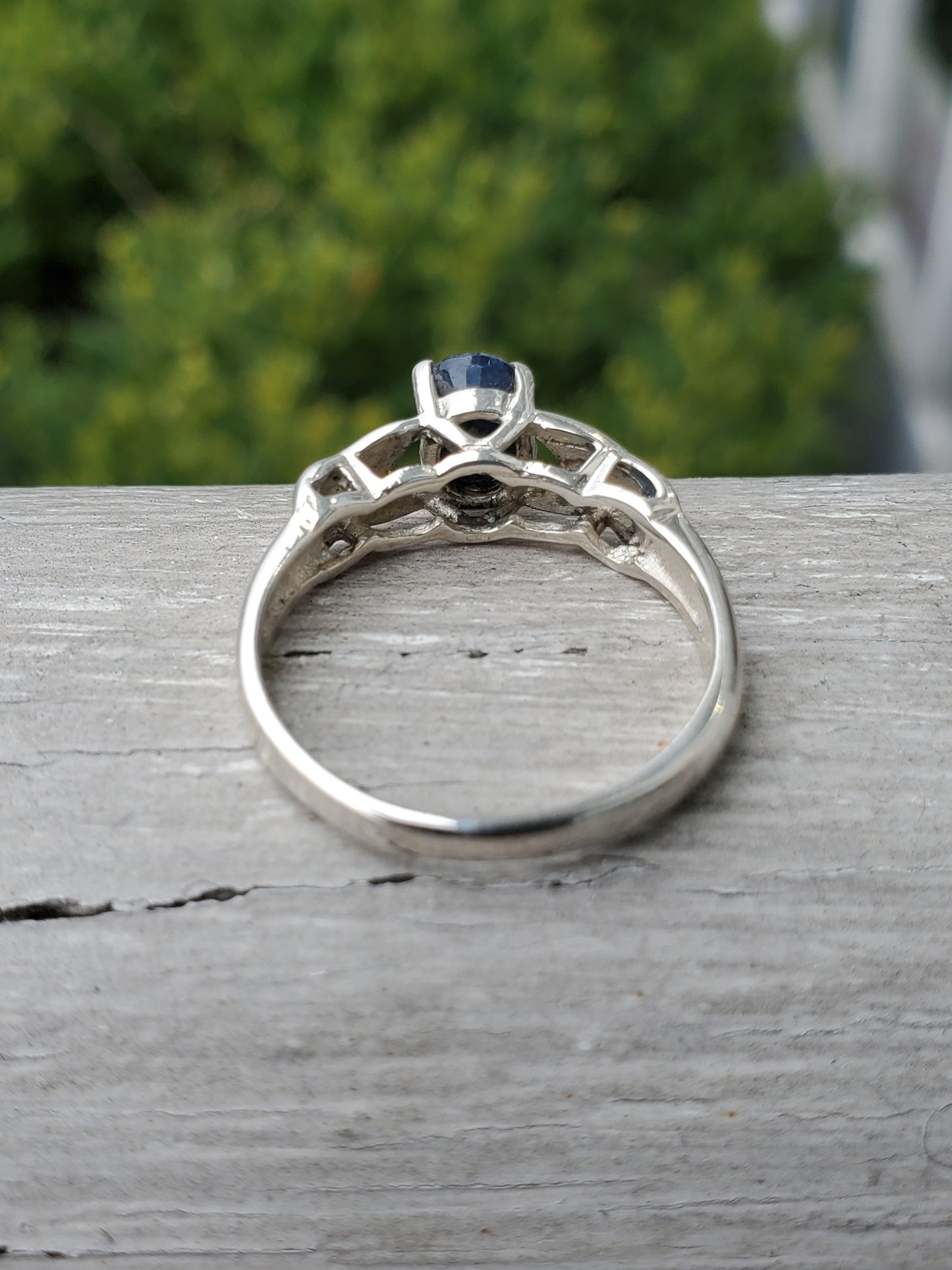 925 Sterling Silver .75 tcw Oval Natural Opaque Sapphire XOXO Ring