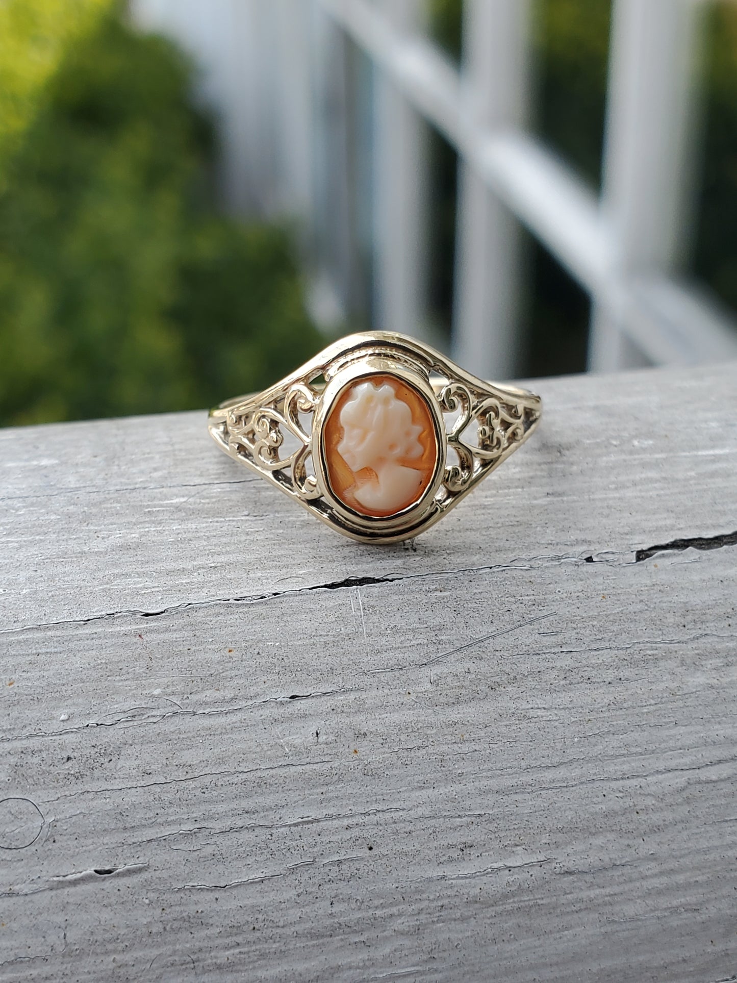 10k Yellow Gold Ladies Vintage 1950-1960 Cameo Oval Ring