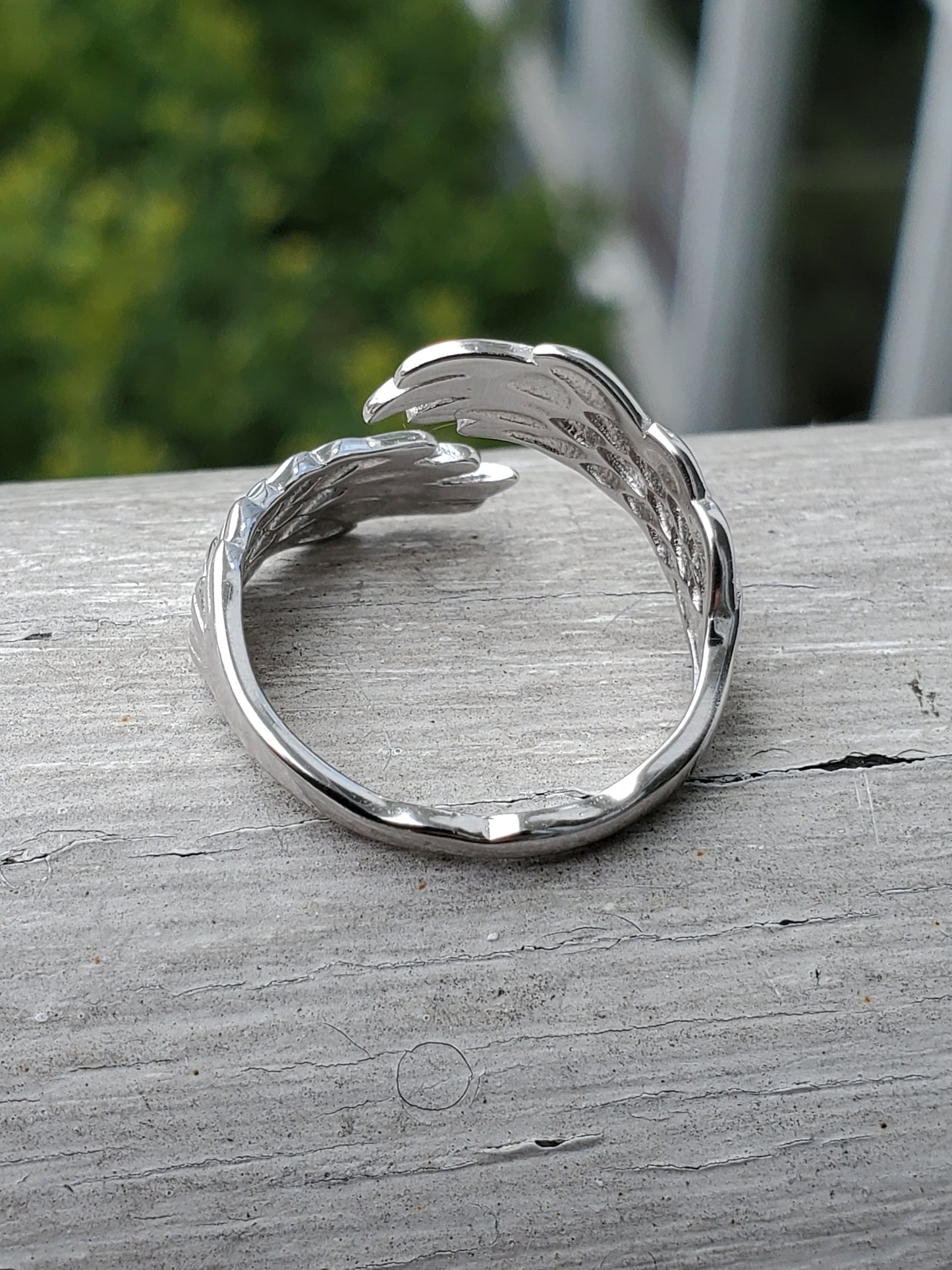 925 Sterling Silver Guardian Angel Wing Bypass Wraparound Ring