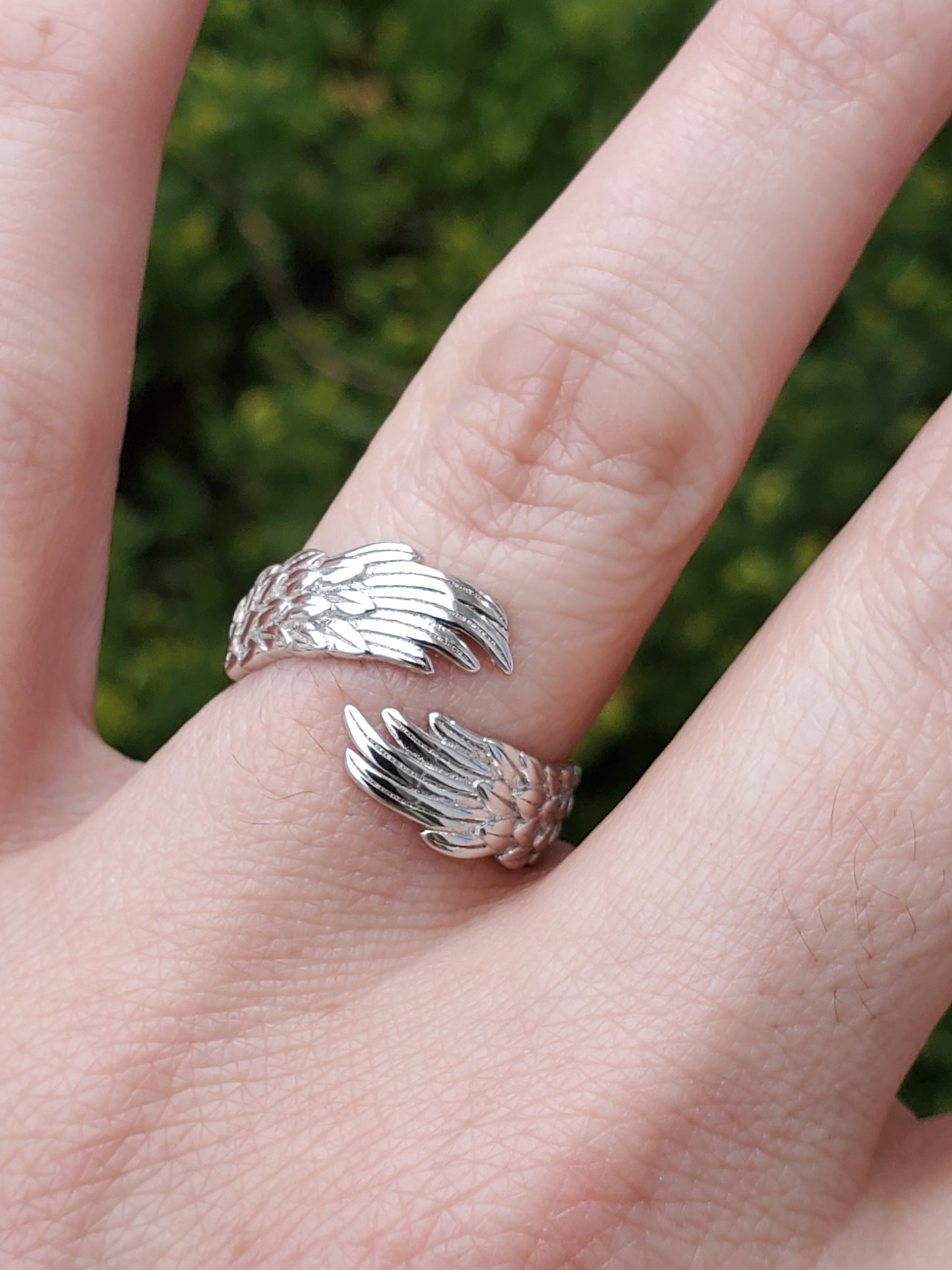 925 Sterling Silver Guardian Angel Wing Bypass Wraparound Ring