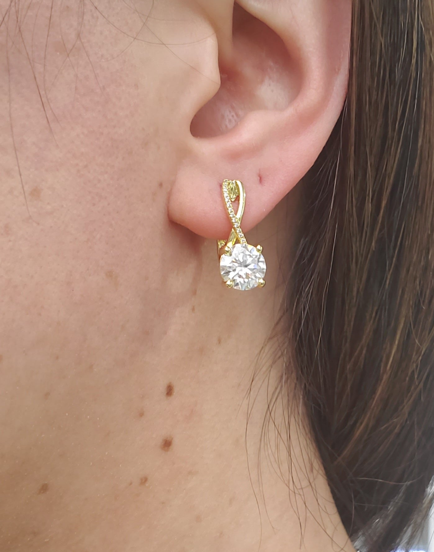 925 Sterling Silver 14k Vermeil 4 tcw Moissanite Diamond Infinity Earrings