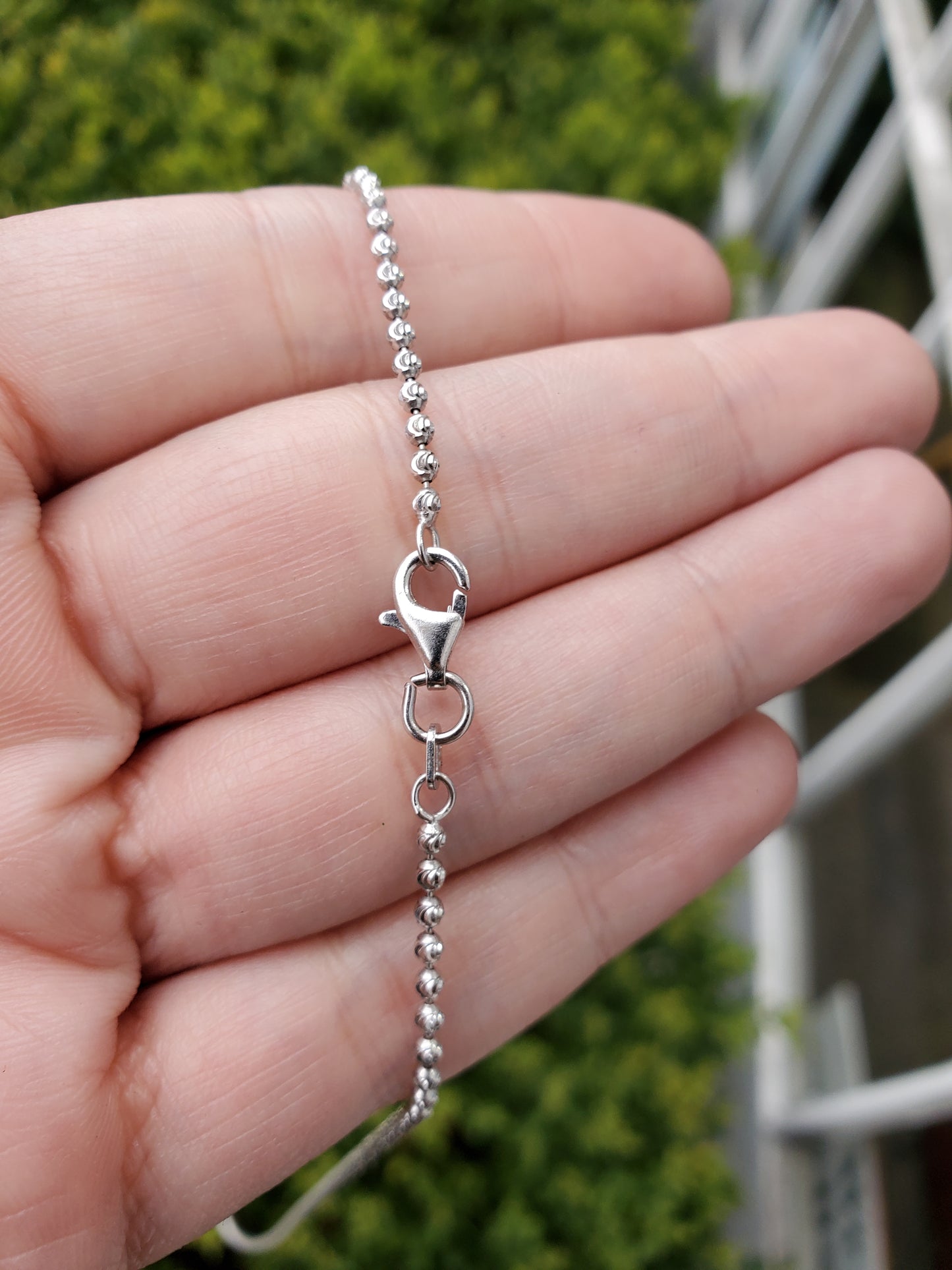 925 Sterling Silver Ladies 26" Sparkling Mooncut beaded chain