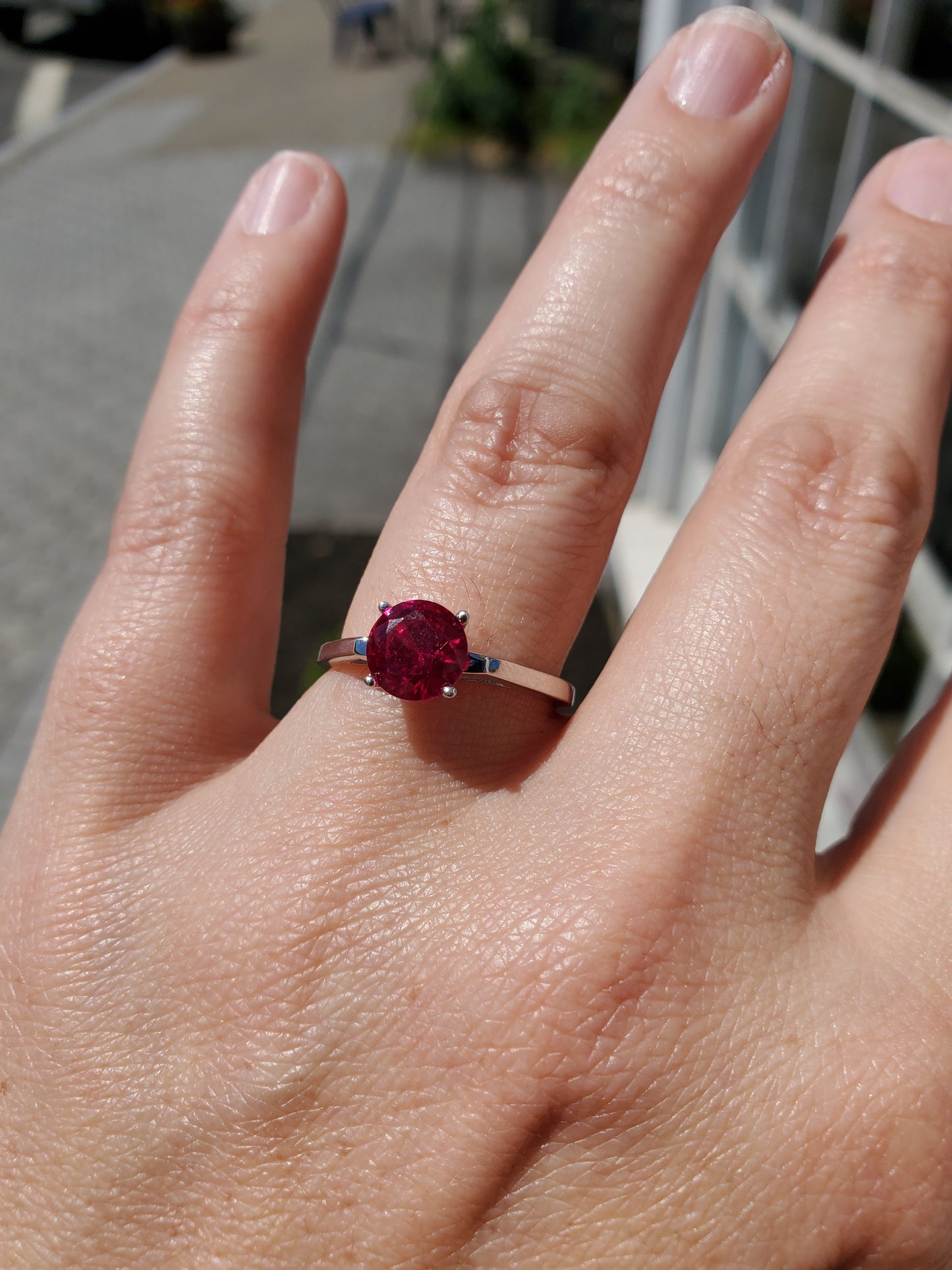 925 Sterling Silver 1.00 ct Synthetic Ruby Ring