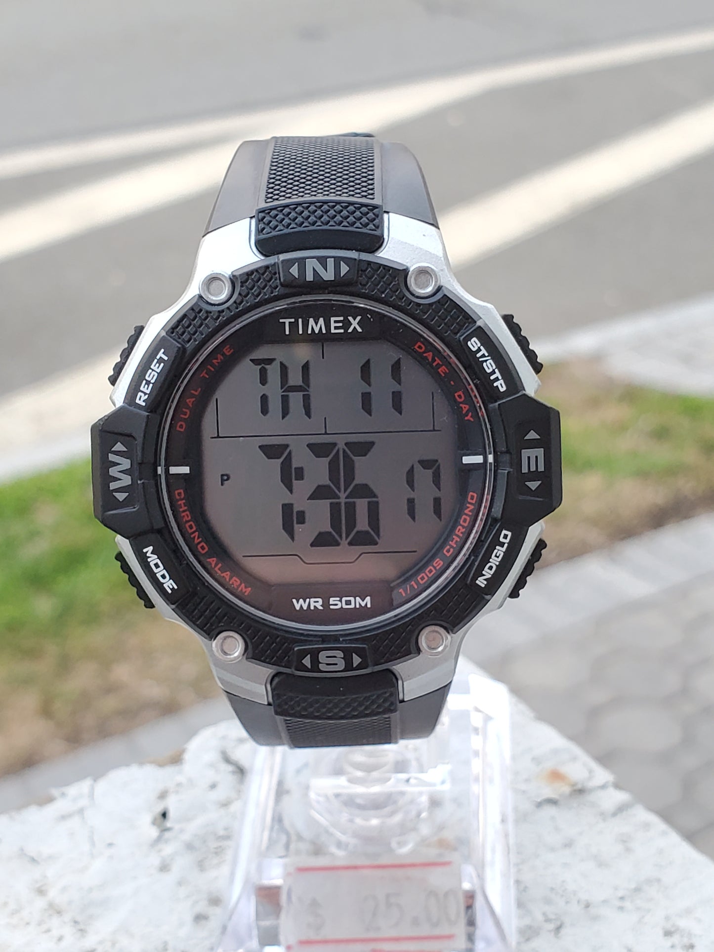 Timex Digital Stainless Steel & Rubber Band Watch