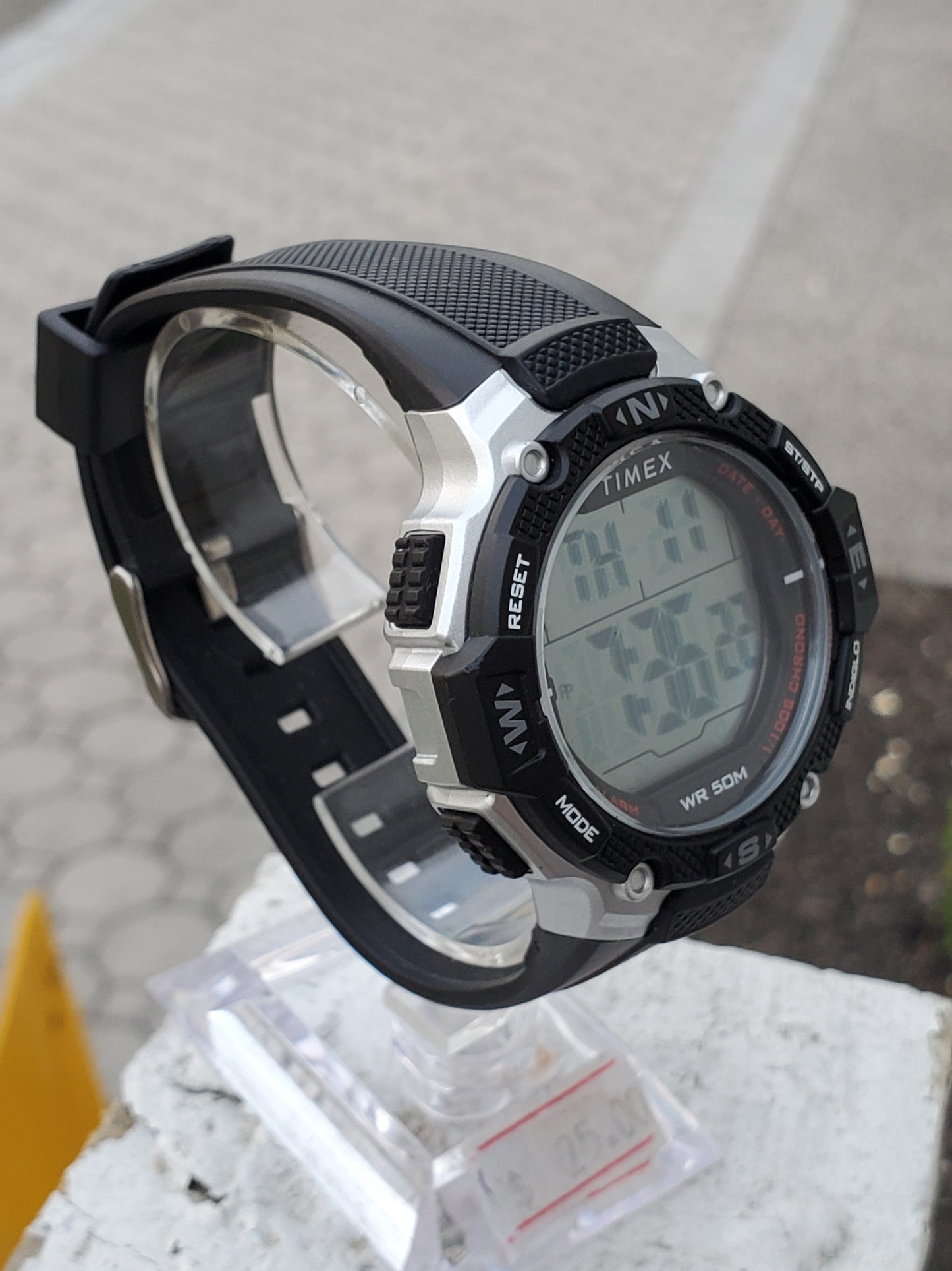 Timex Digital Stainless Steel & Rubber Band Watch