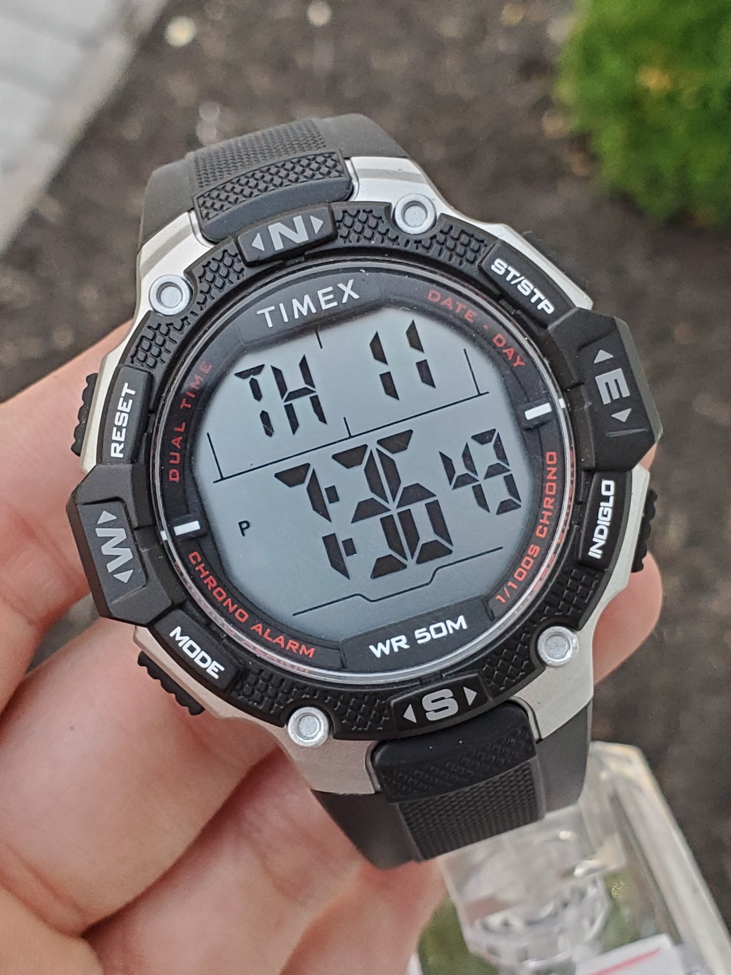 Timex Digital Stainless Steel & Rubber Band Watch