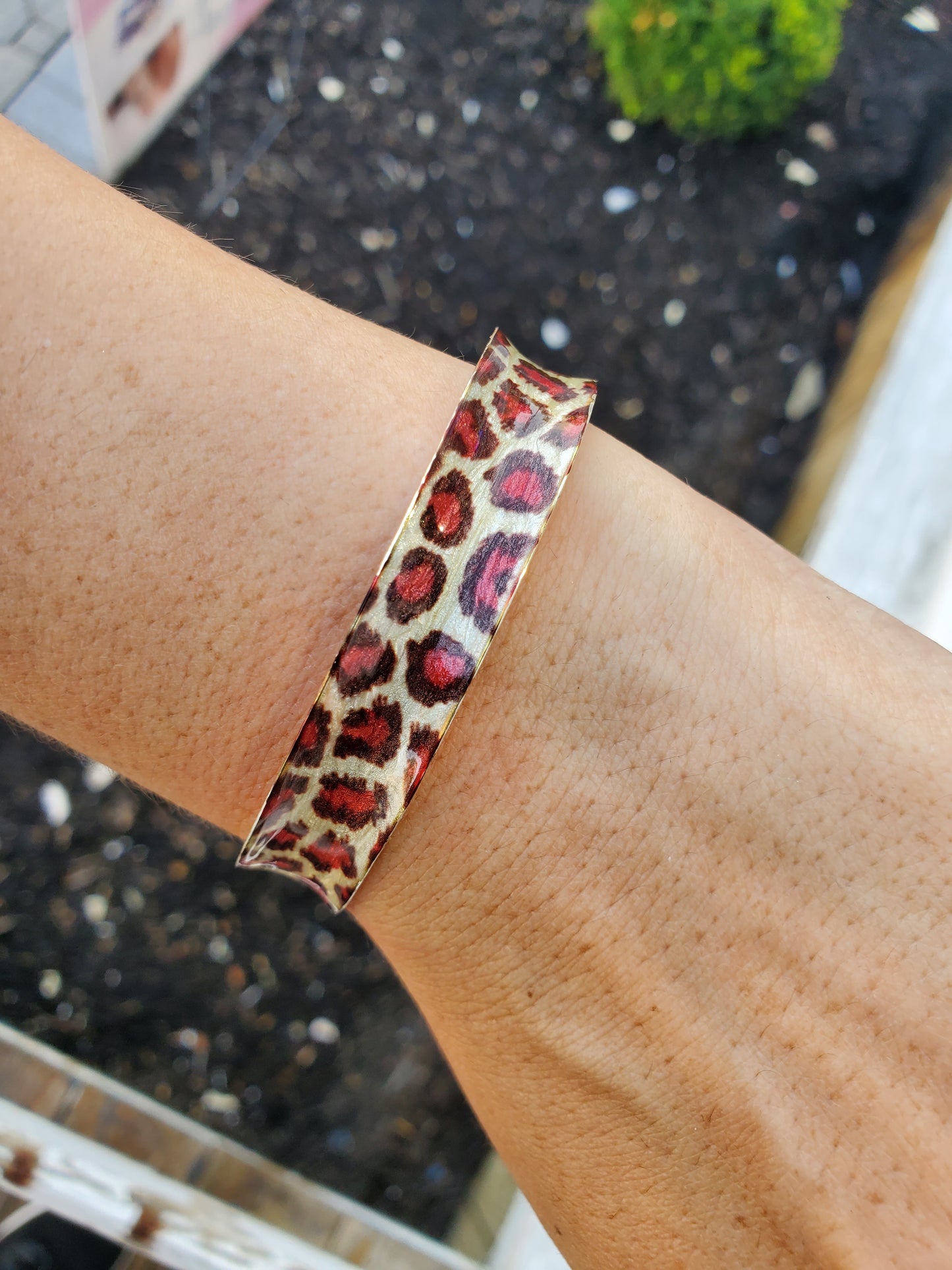 925 Sterling Silver Animal Print Enamel Bangle Cuff Bracelets