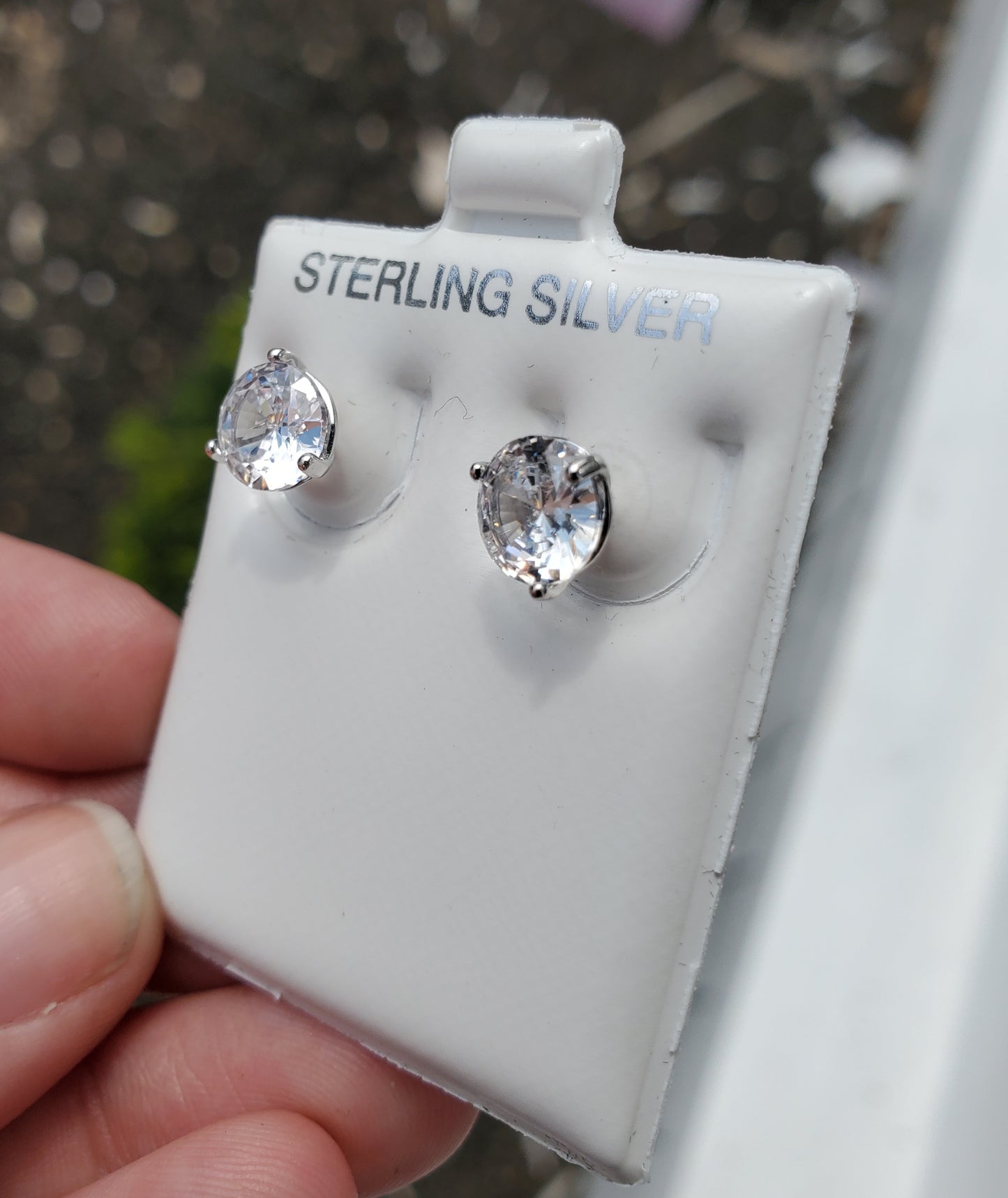 925 Sterling Silver 3.00 tcw Zirconia 3-prong setting studded screwback earrings