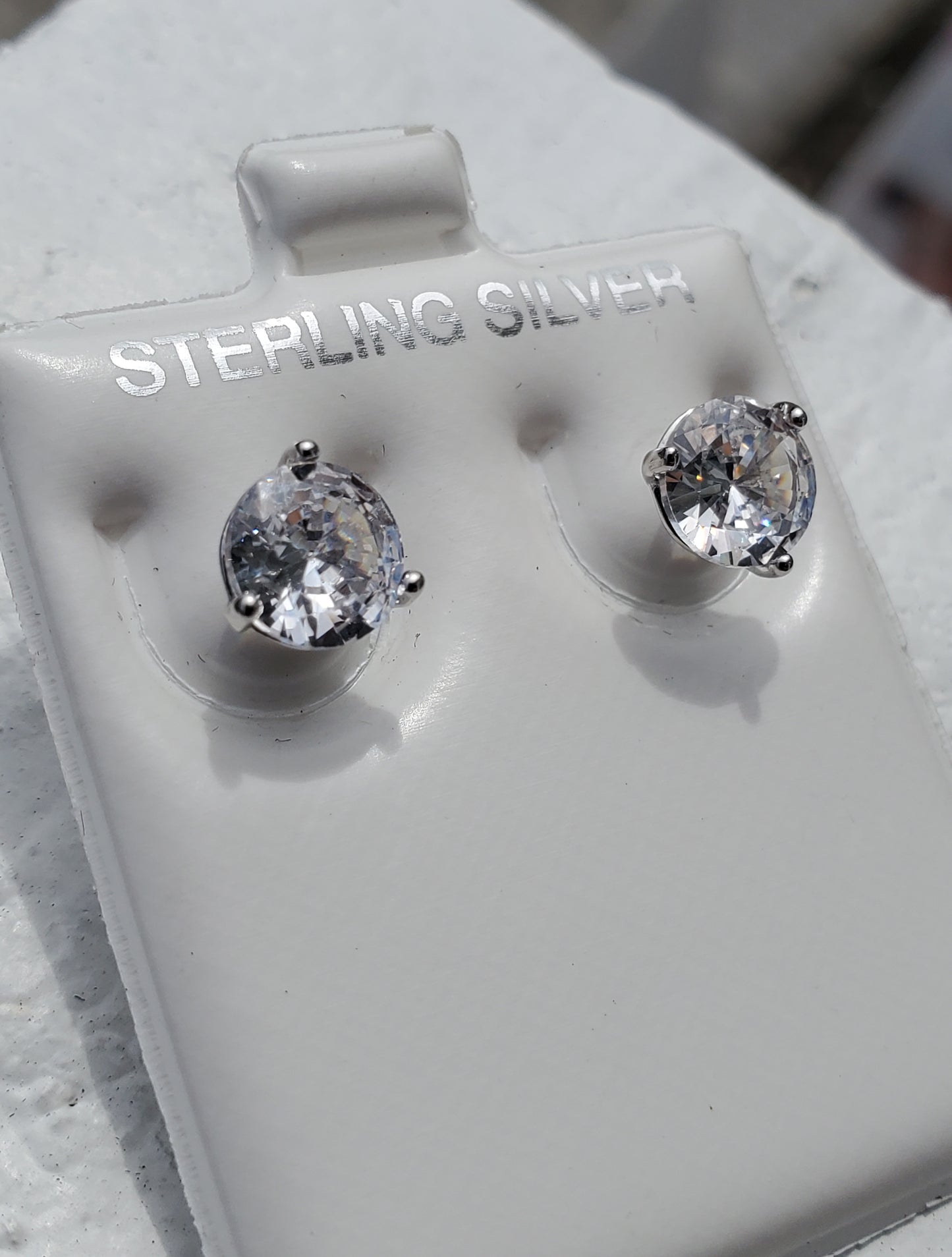 925 Sterling Silver 3.00 tcw Zirconia 3-prong setting studded screwback earrings