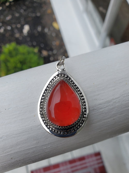 925 Sterling Silver Vampire Queen Teardrop Blood Oxidized Pendant