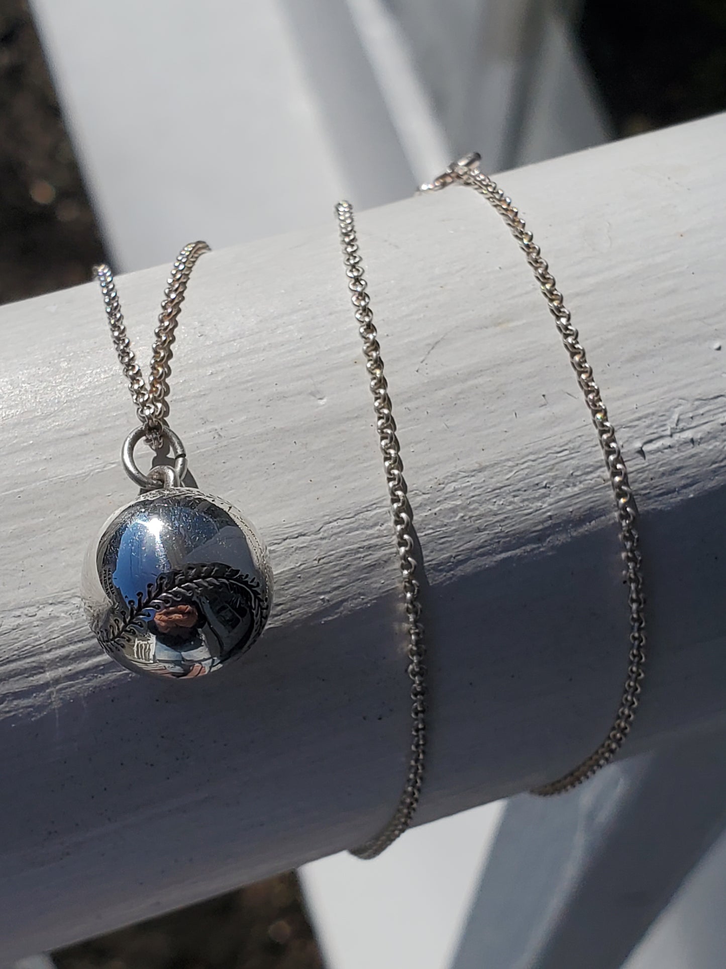 925 Sterling Silver 3-D Baseball ⚾️/ Softball Charm Necklace