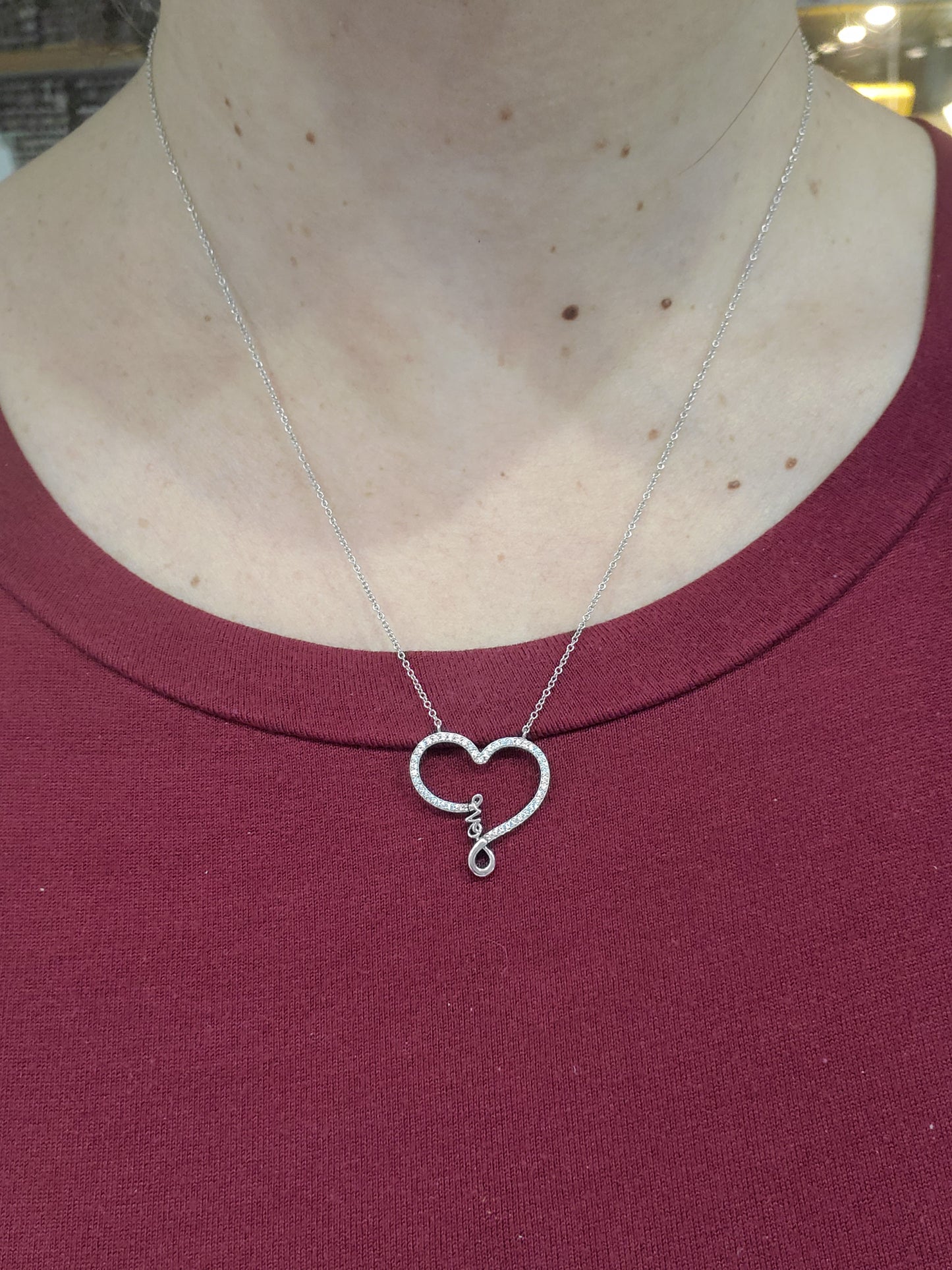 925 Sterling Silver Entwined Love Sparking ❤️ Heart Zirconia Necklace