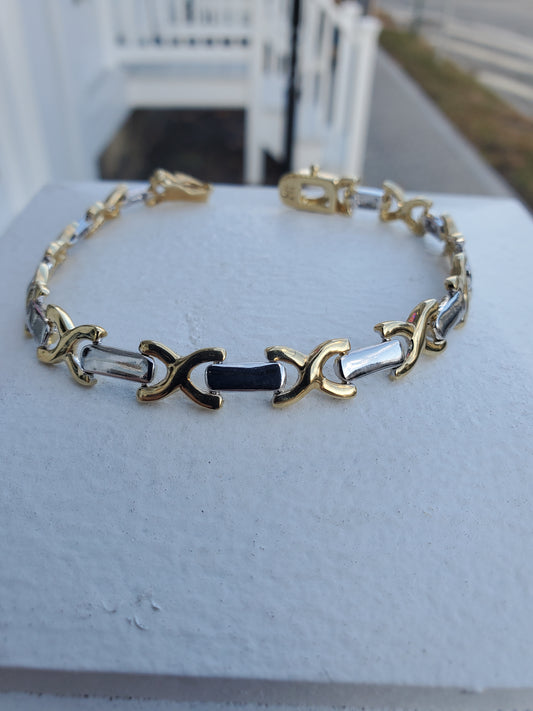 925 Sterling Silver & Vermeil Variation Hugs & Kisses XOXO Bracelet