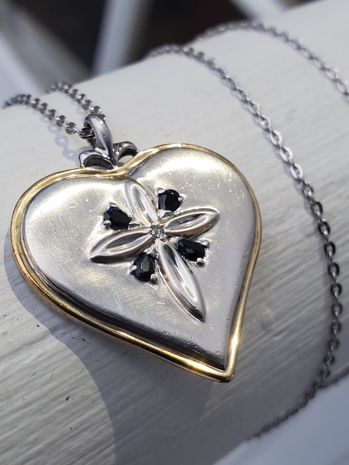 925 Sterling Silver My Precious Daughter Sapphire Cross Heart Necklace