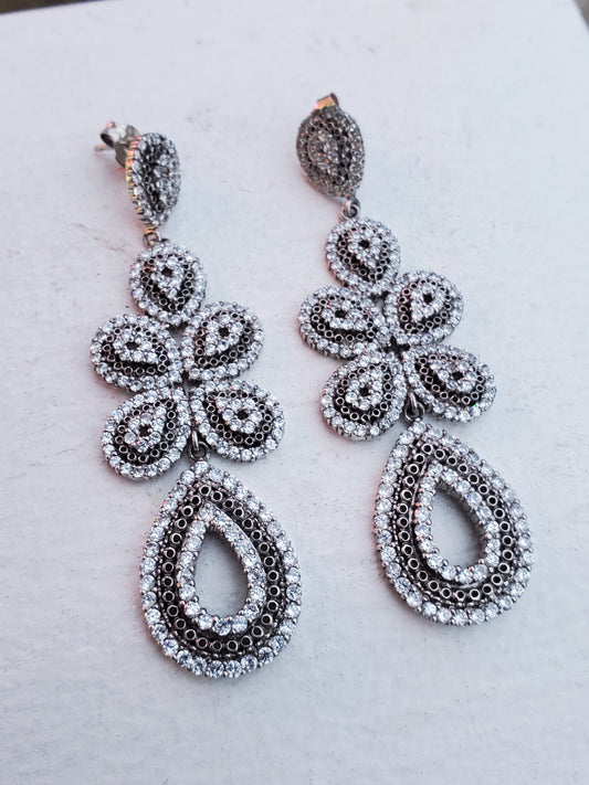 925 Sparkling Chandelier Zirconia Filagre drop earrings