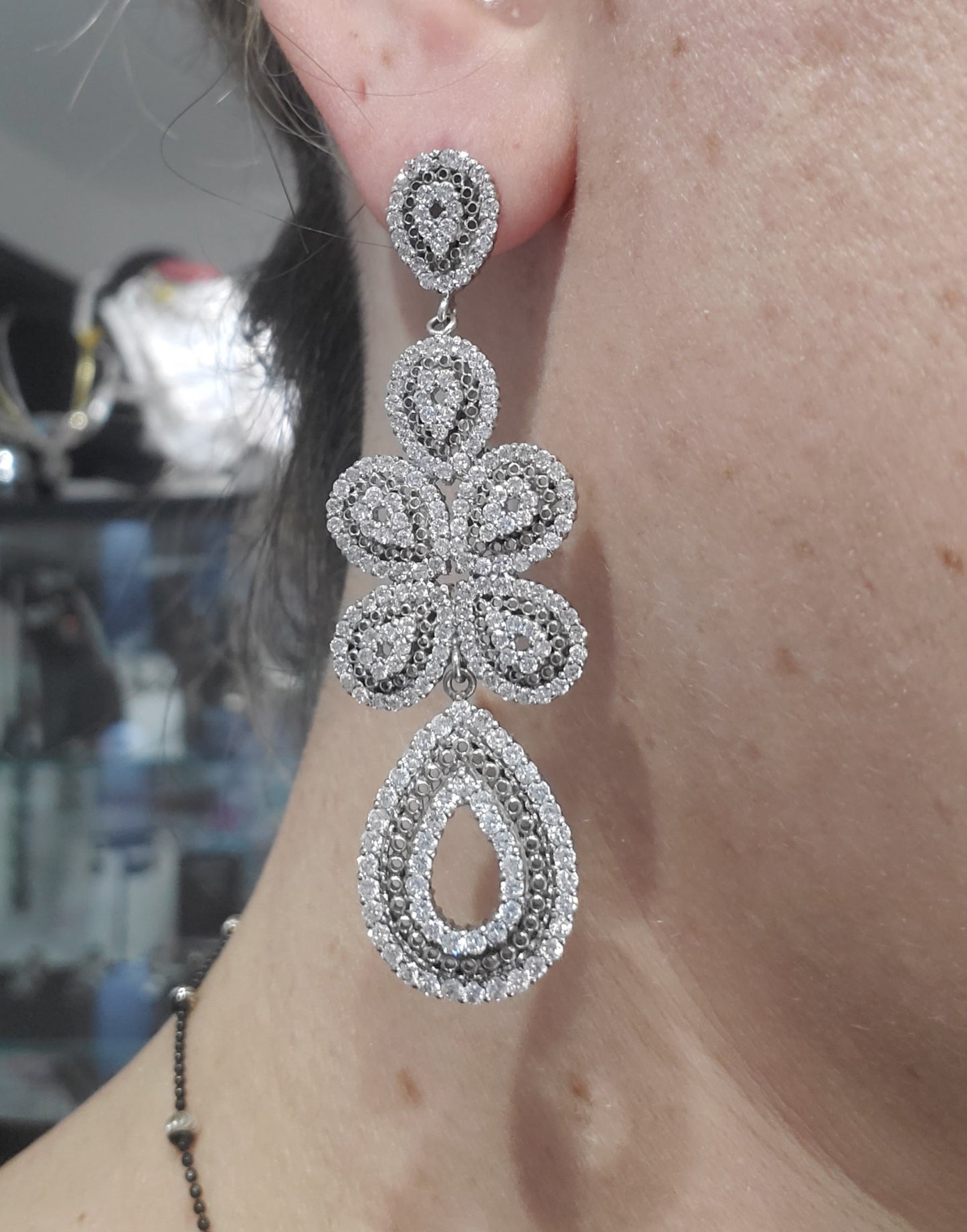 925 Sparkling Chandelier Zirconia Filagre drop earrings