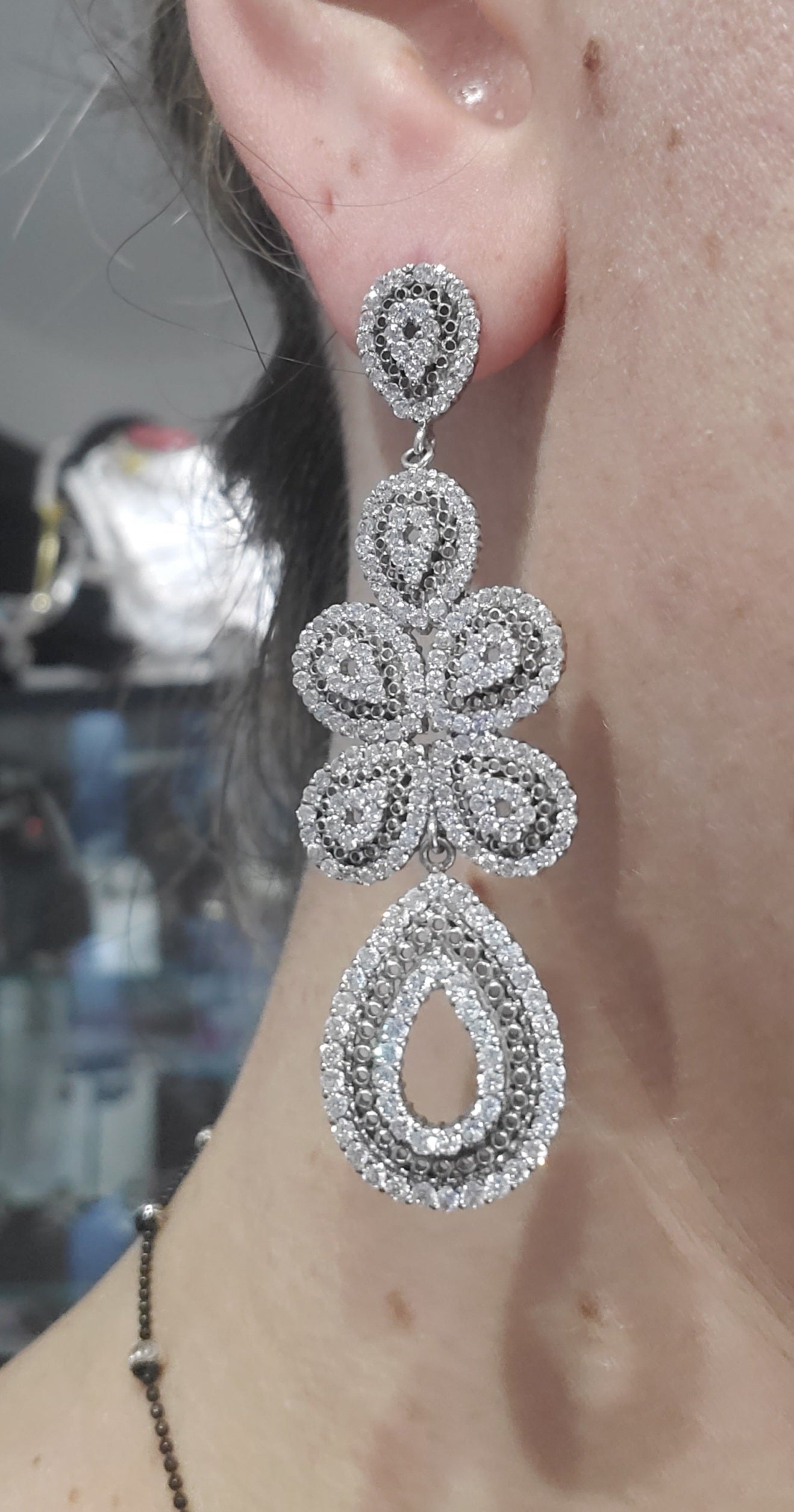 925 Sparkling Chandelier Zirconia Filagre drop earrings