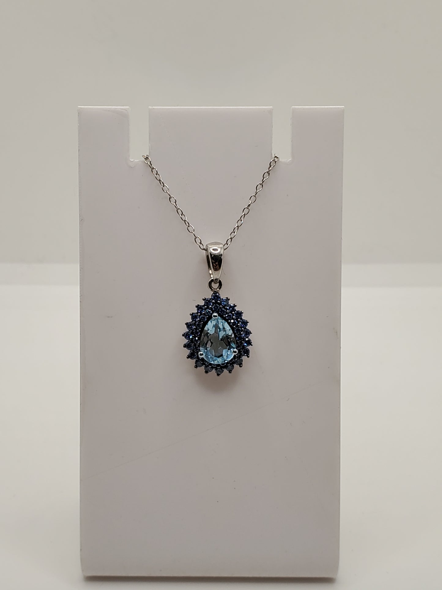 925 Sterling Silver "Frozen Elegance" 1ct Blue Topaz & Lab Created Tanzanite double halo