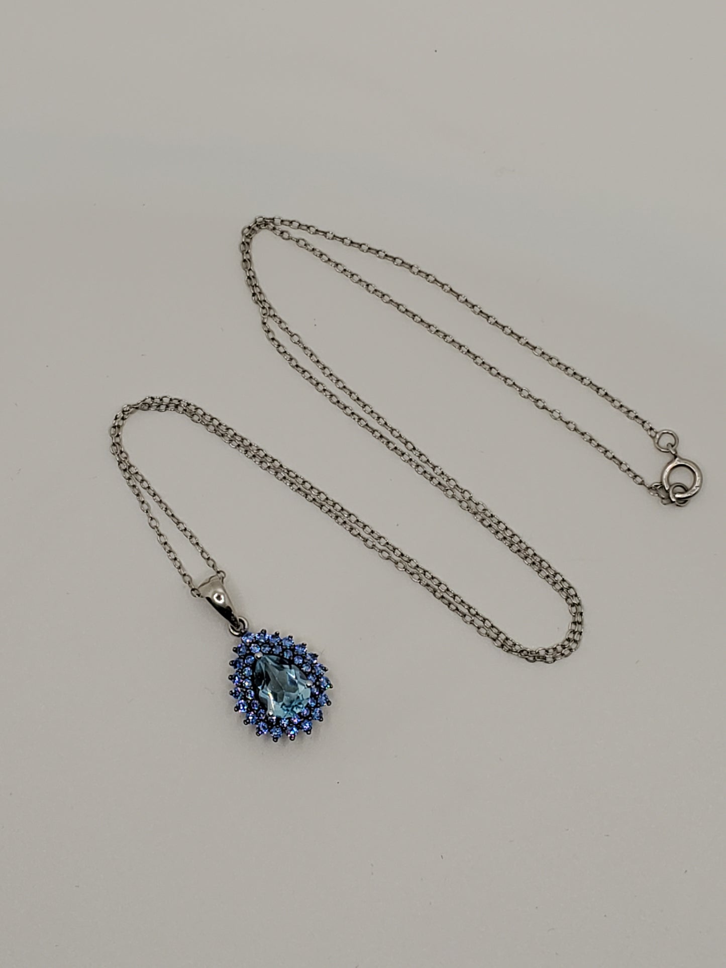 925 Sterling Silver "Frozen Elegance" 1ct Blue Topaz & Lab Created Tanzanite double halo