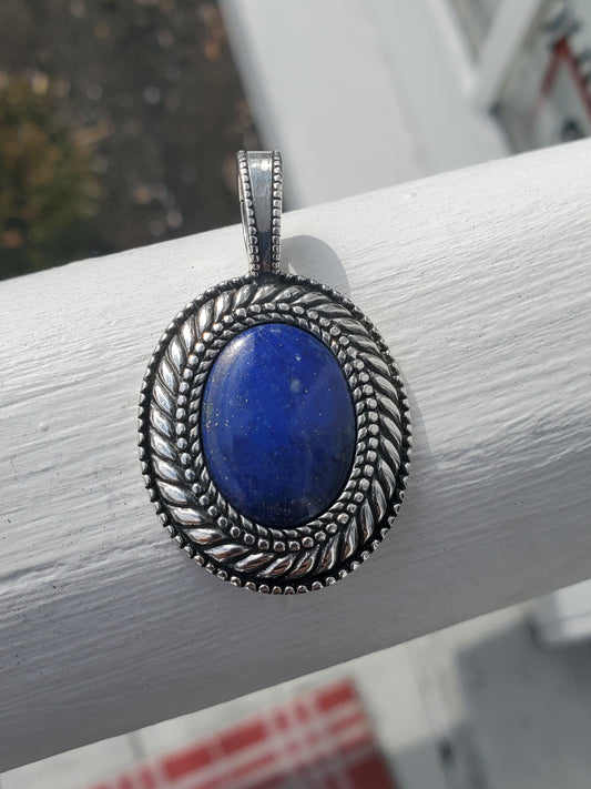 925 Sterling Silver Designer Carolyn Pollack Blue Lapis Statement Pendant