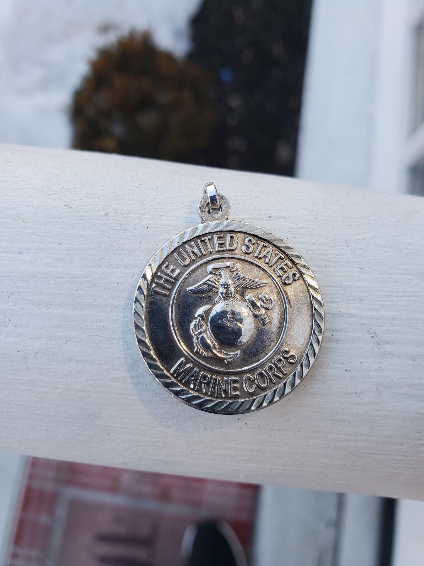 925 Sterling Silver US Marine Corps / Saint Michael Reversible Disc Medallion Pendant