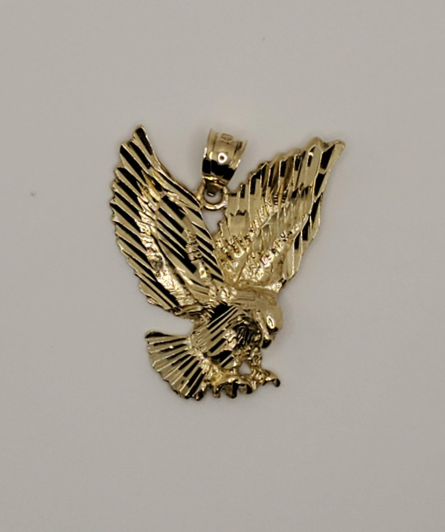 14k Solid Gold Diamond Cut Eagle Charm Pendant