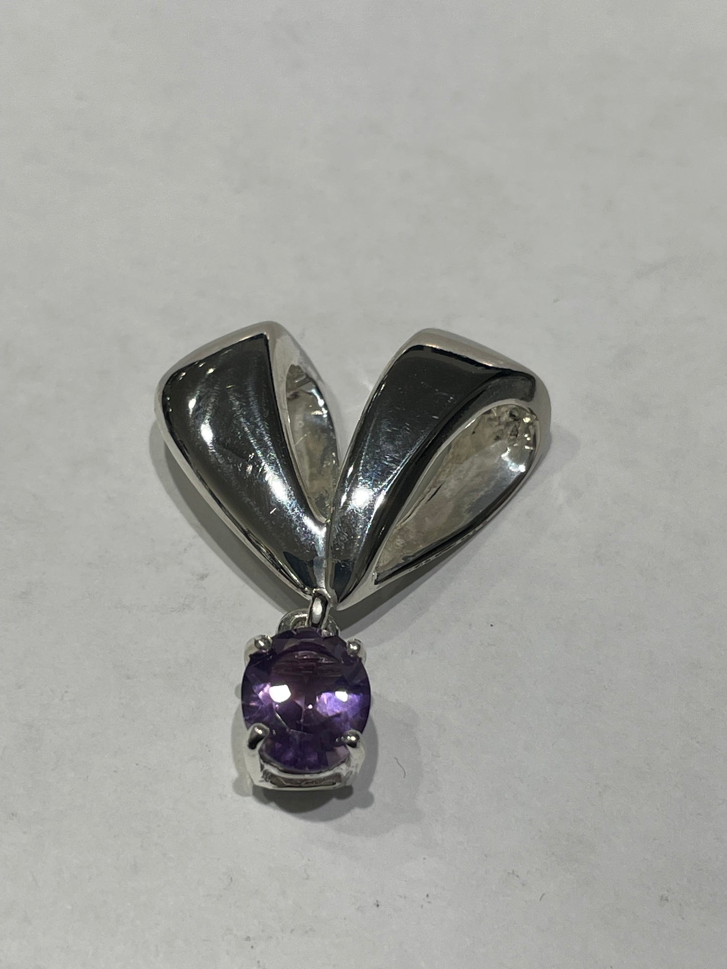 925 Sterling Silver Amethyst Slide Pendant