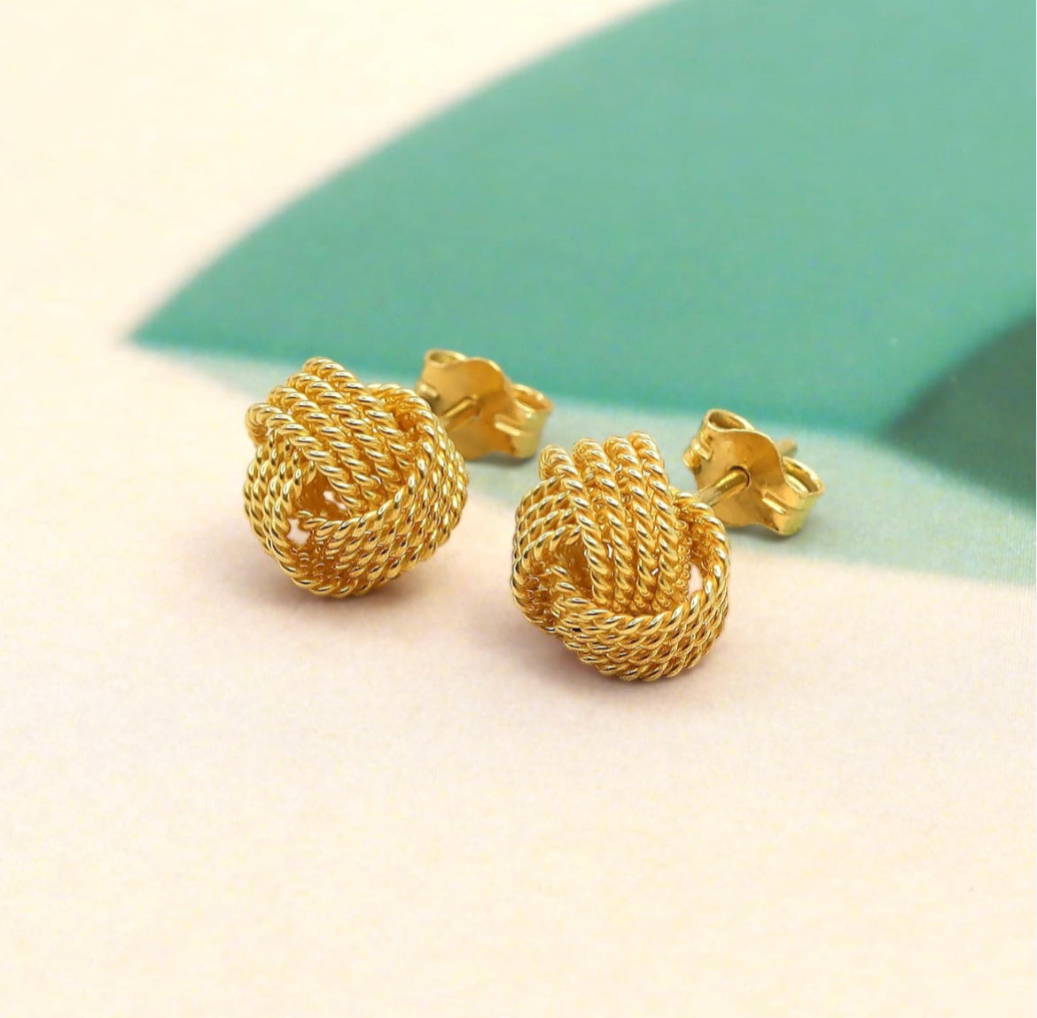 925 Sterling Silver Vermeil Love Knot Stud Earrings