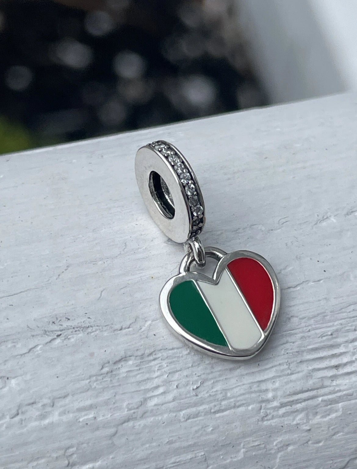 Pandora Italy Country Heart Flag Exclusive Travel Dangle Charm