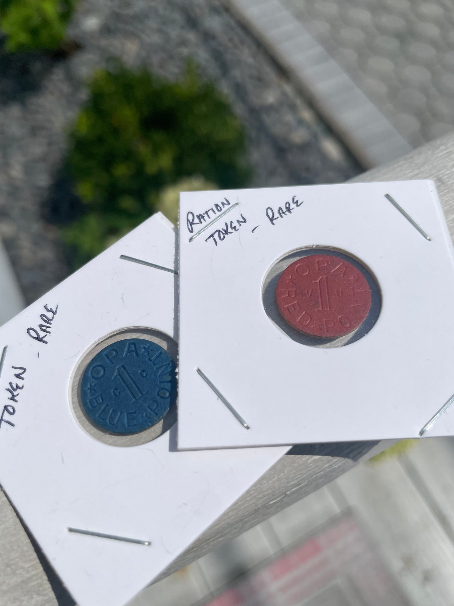 Genuine WWII blue point red point ration tokens