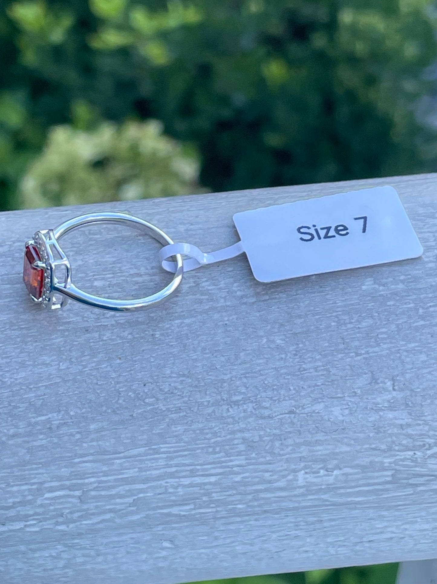 925 Sterling Silver Red Moissanite Ring