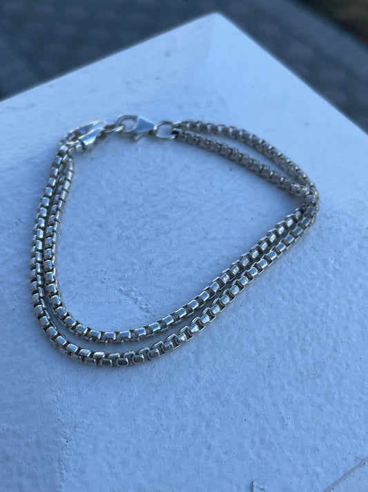 925 Sterling Silver Classic Cable Double Strand Bracelet