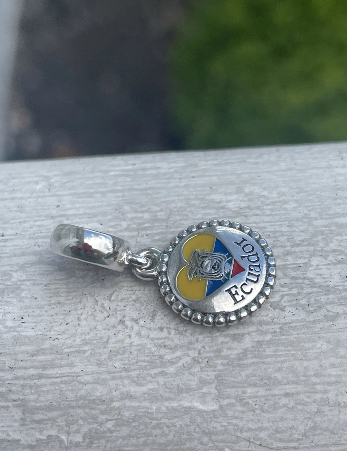 Pandora Ecuador Country Heart Flag Exclusive Travel Dangle Charm