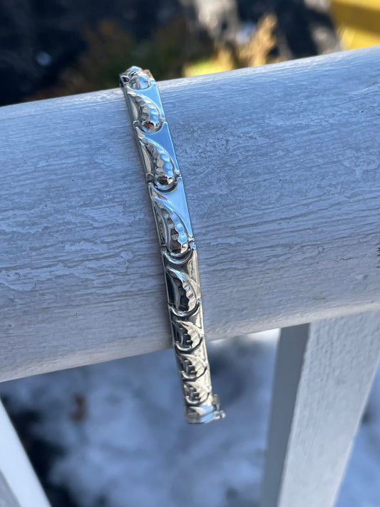 925 Sterling Silver Haleys Comet Rectangle Tile Link Bracelet 7.5”