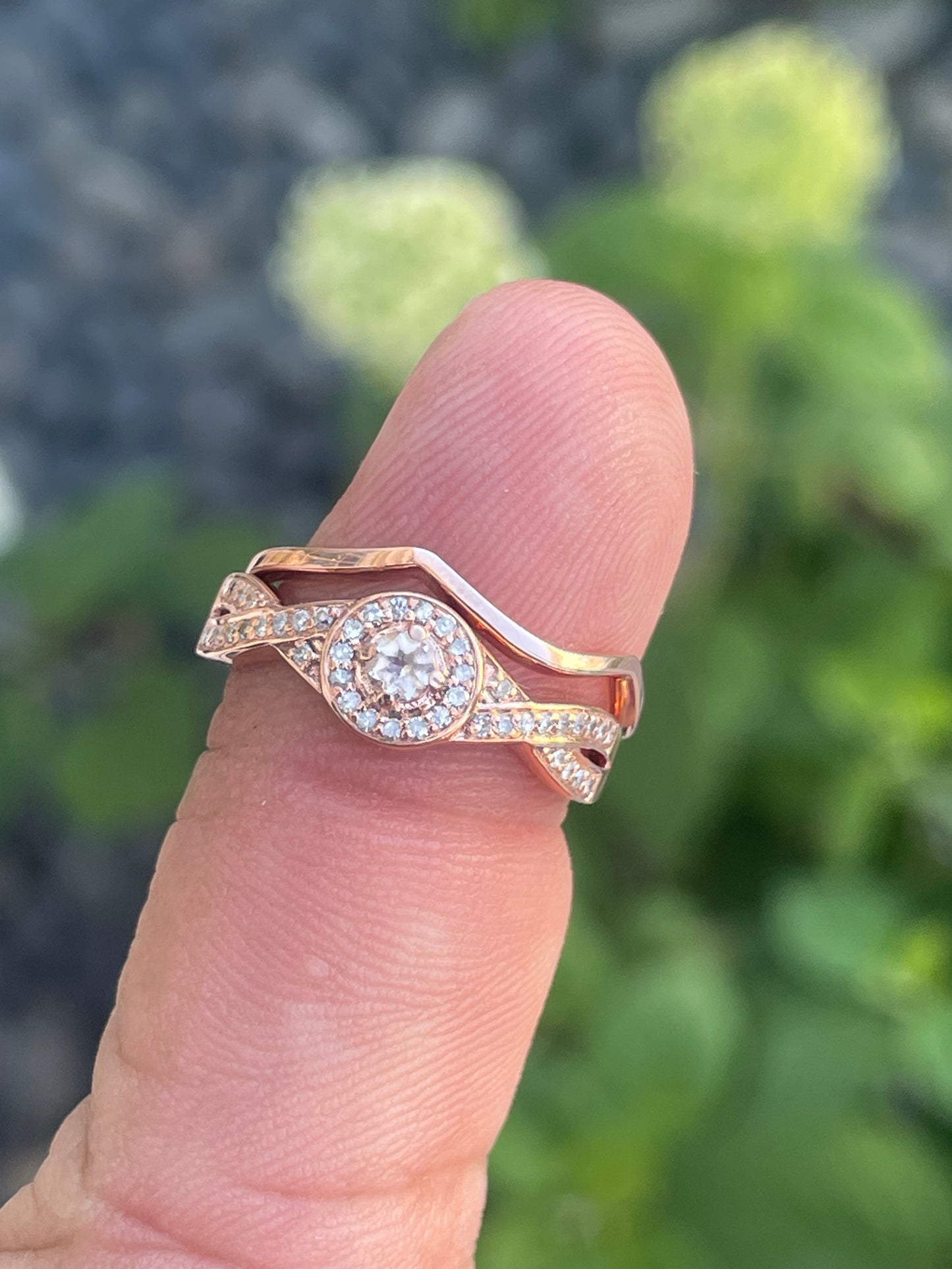 10k Rose Gold Infinity Diamond Bridal Ring Set Lot of 2