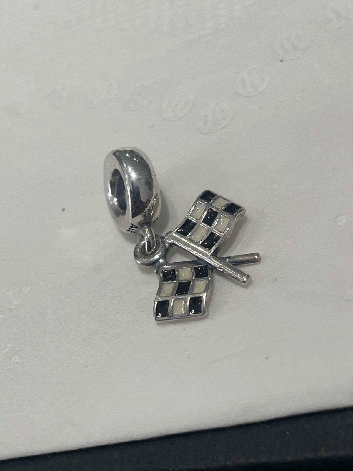 Retired Pandora the Finish Line Checkered Flag Dangle Charm 791508ENMX