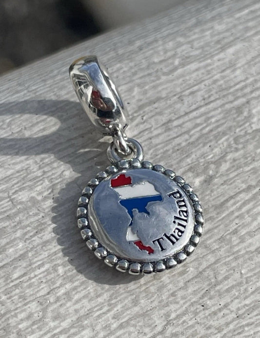 Pandora Thailand Country Exclusive Map Flag Travel Dangle Charm