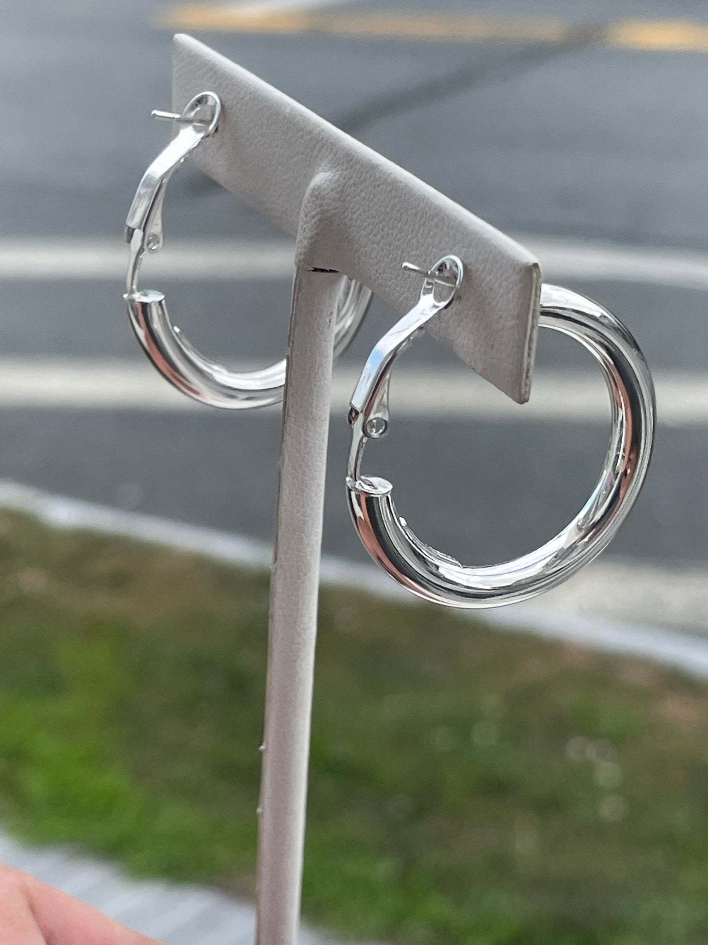925 Sterling Silver 30mm High Polish Finish Hoop Earrings