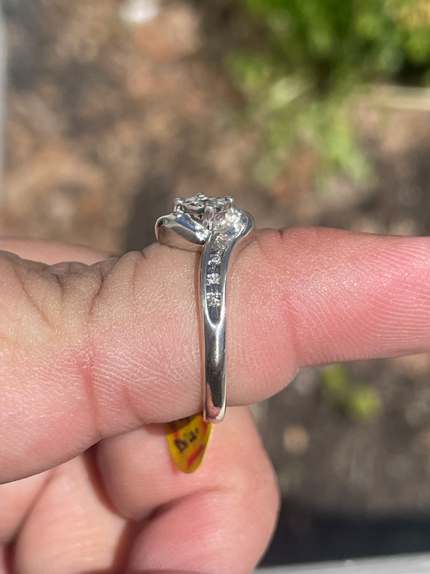 925 Sterling Silver Natural Diamond Bypass Design Ring Size 7