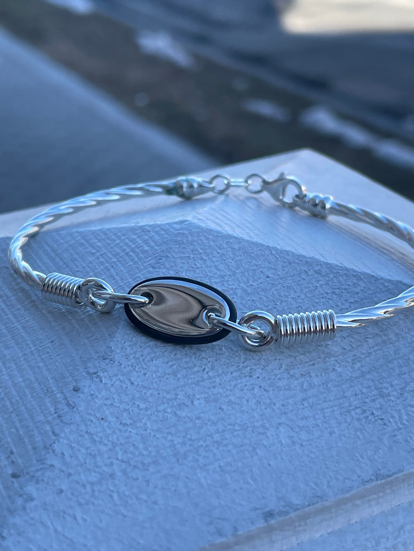 925 Sterling Silver Oval Signet cable Bracelet 8”