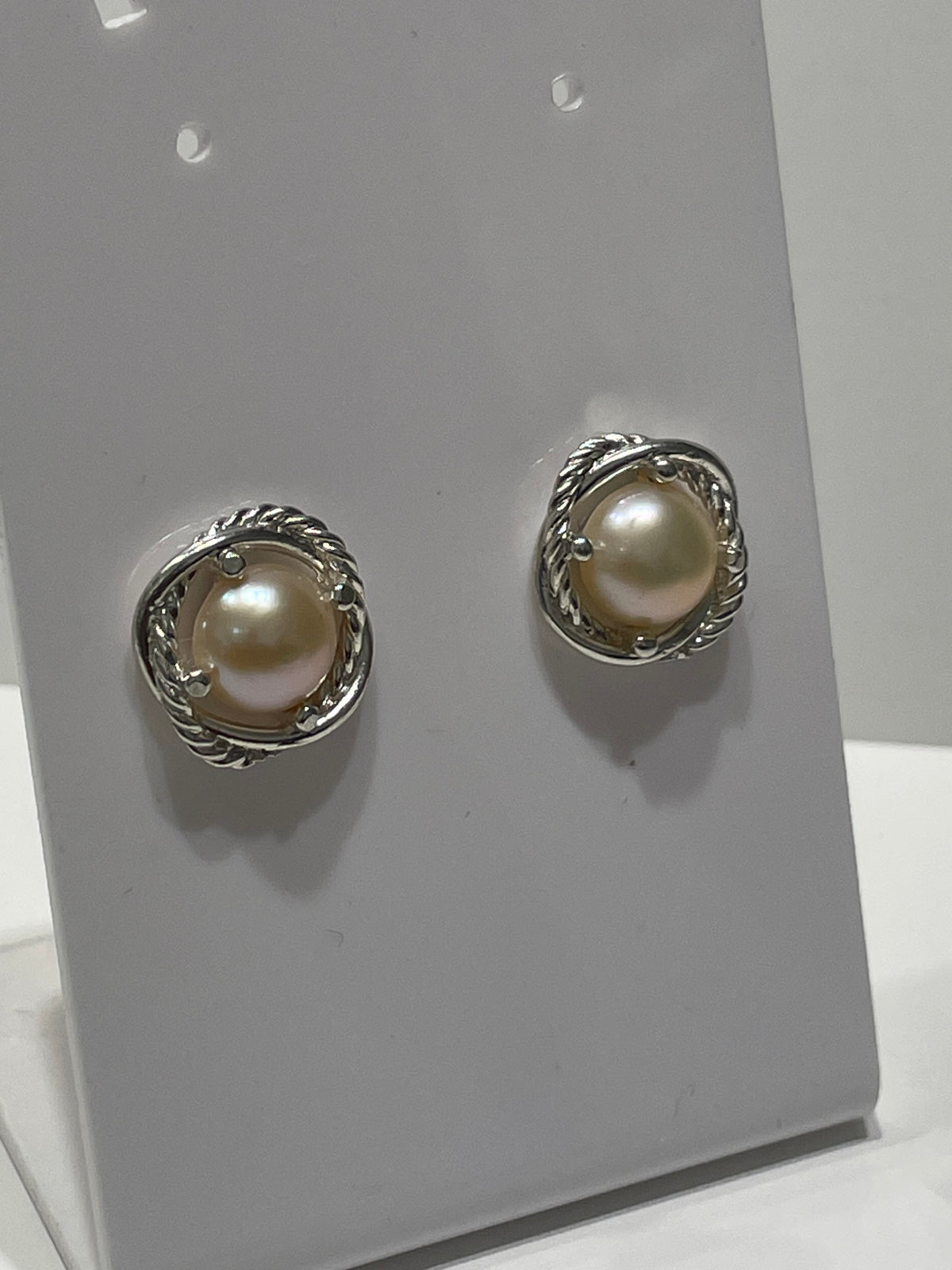 David Yurman Infinity Settings Freshwater Pearl Custom Made Earrings