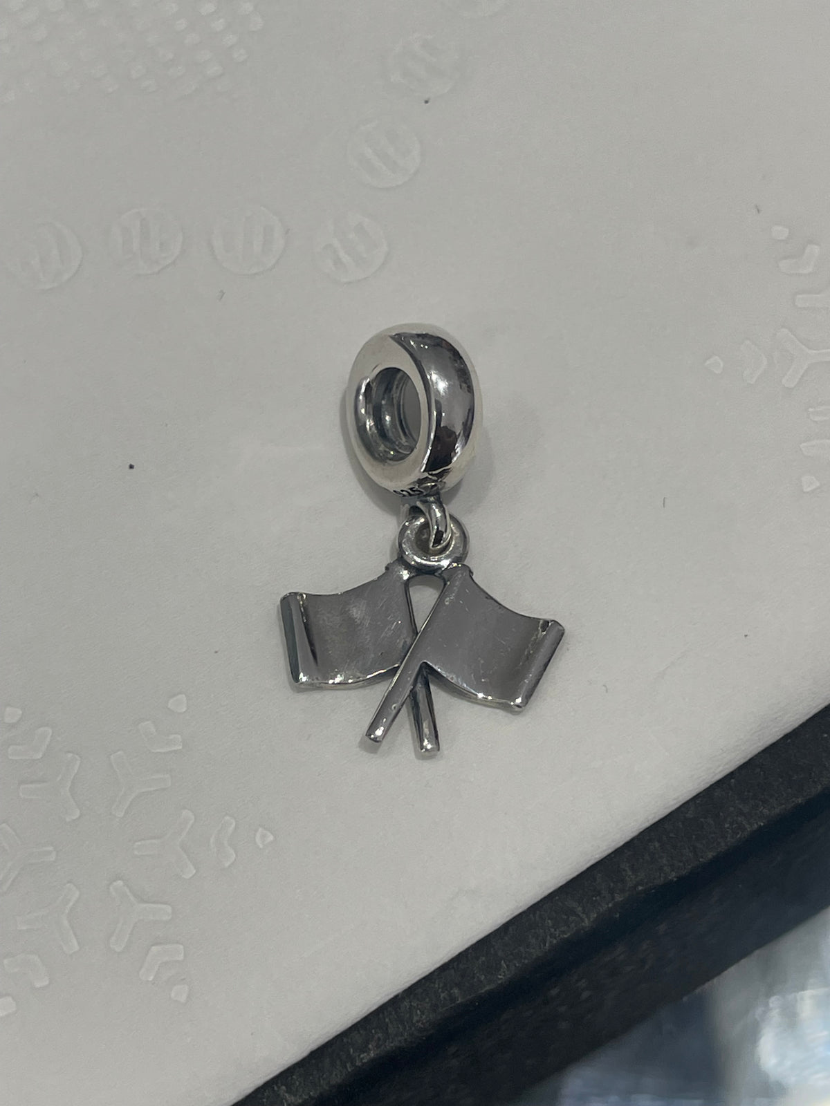 Retired Pandora the Finish Line Checkered Flag Dangle Charm 791508ENMX