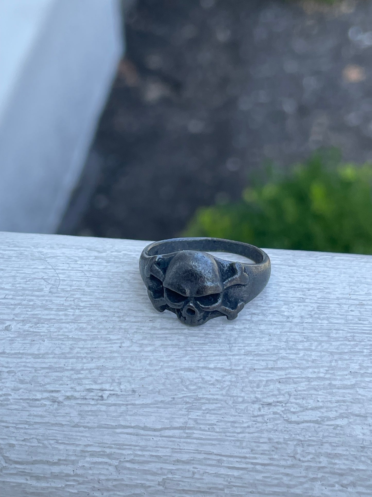 925 Oxidized Sterling Silver Skull Crossbones Ring Size 9