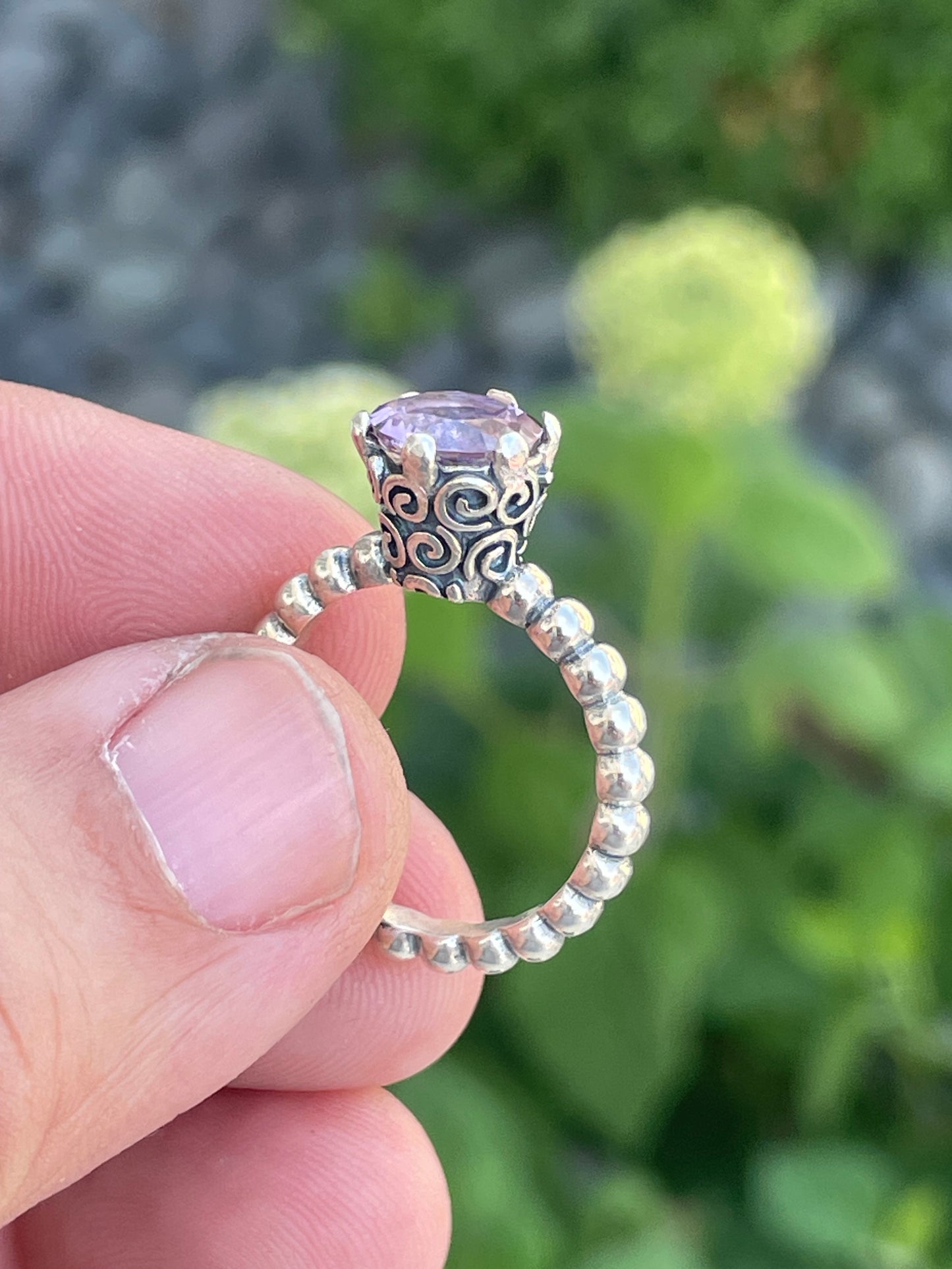 Retired Pandora Secret Winds Amethyst Ring Size 7