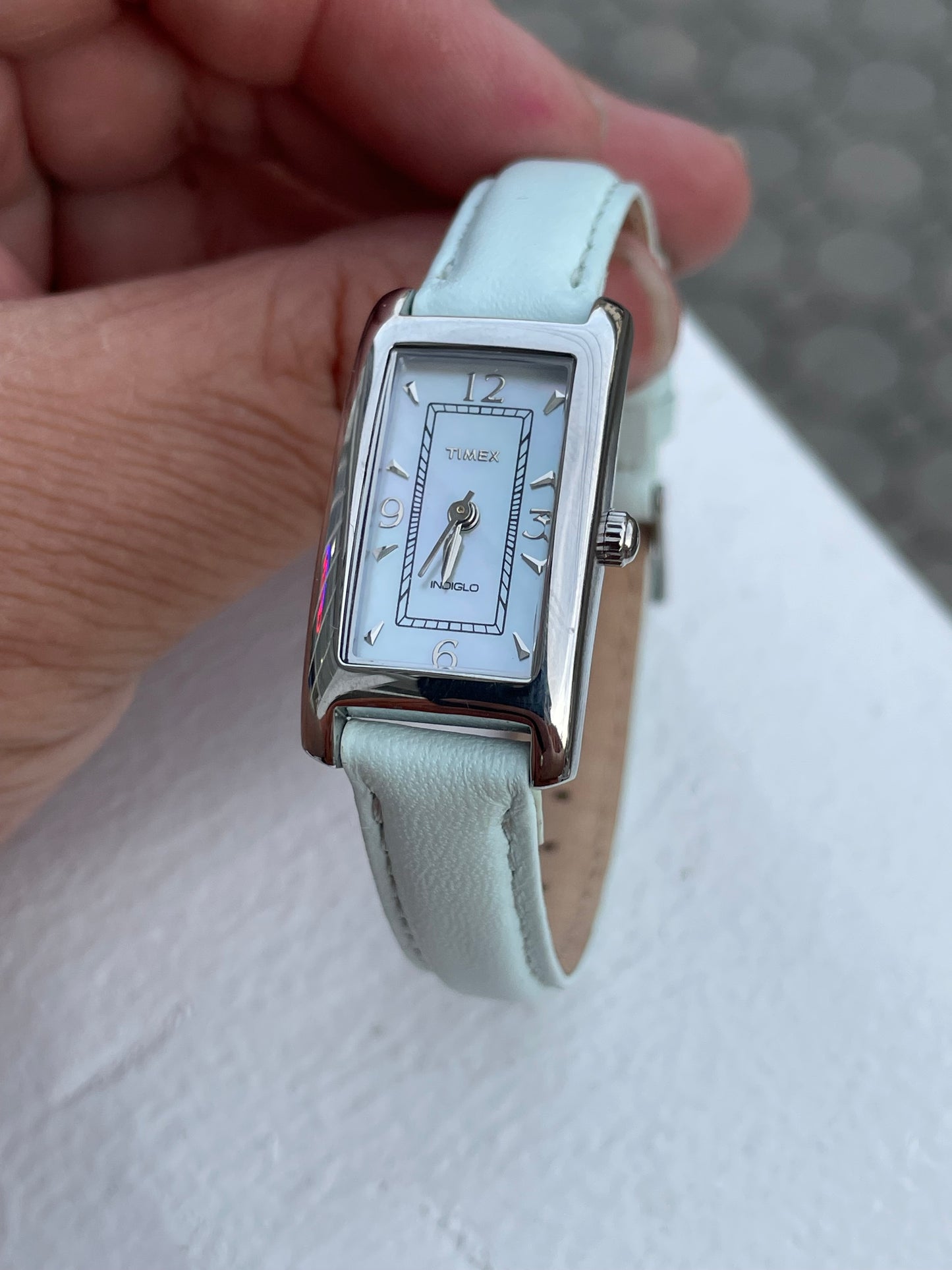 Timex Light Blue Leather Ladies Wristwatch