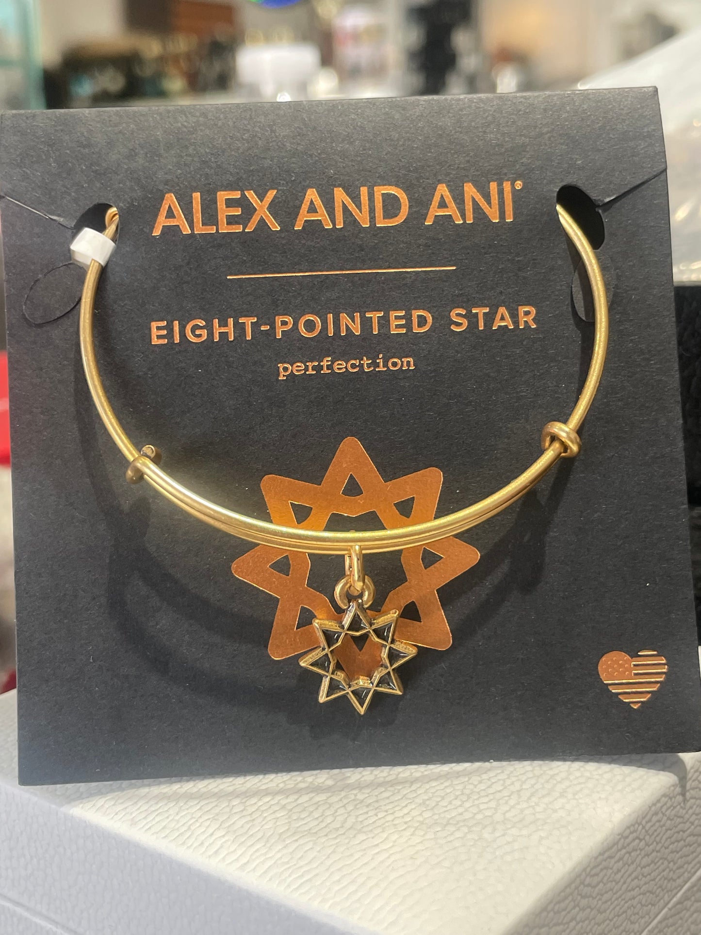 Alex and Ani Eight Pointed Star Gold Tone Bracelet