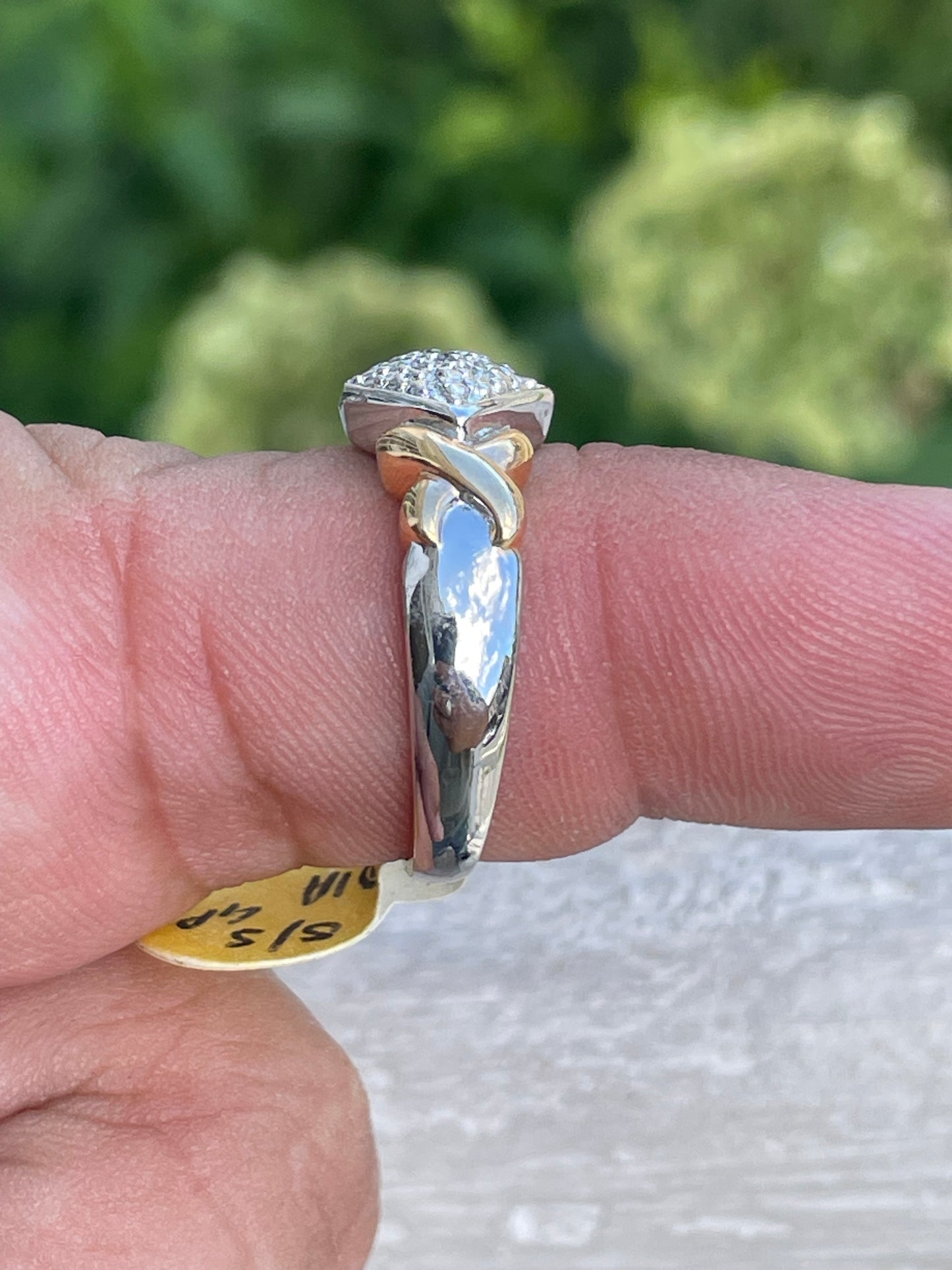 925 Sterling Silver 2tone Vermeil Diamond XO Hugs & Kisses Ring Size 8
