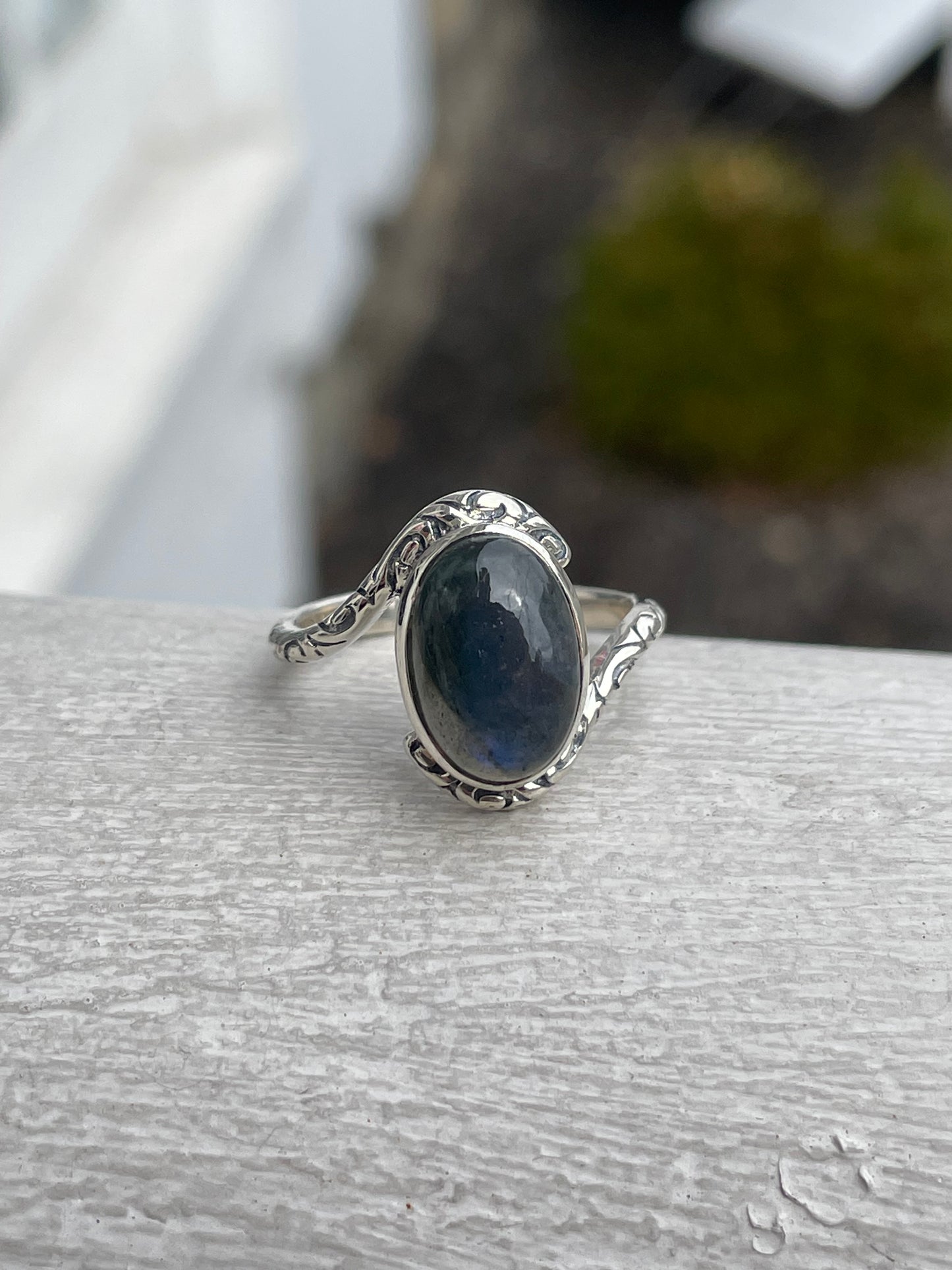 925 Sterling Silver Designer YS Labradorite Solitaire Ring Size 8