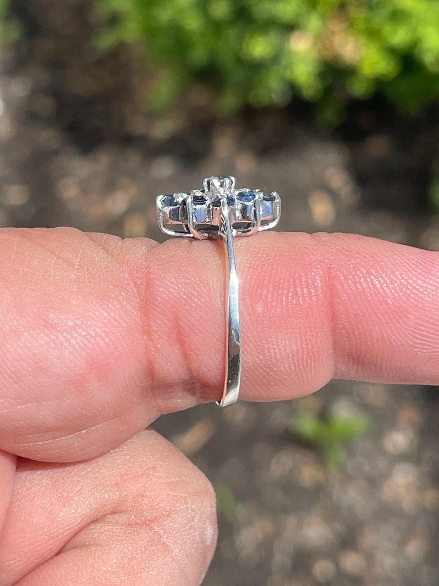 925 Sterling Silver London Blue Topaz Cluster Ring Size 7