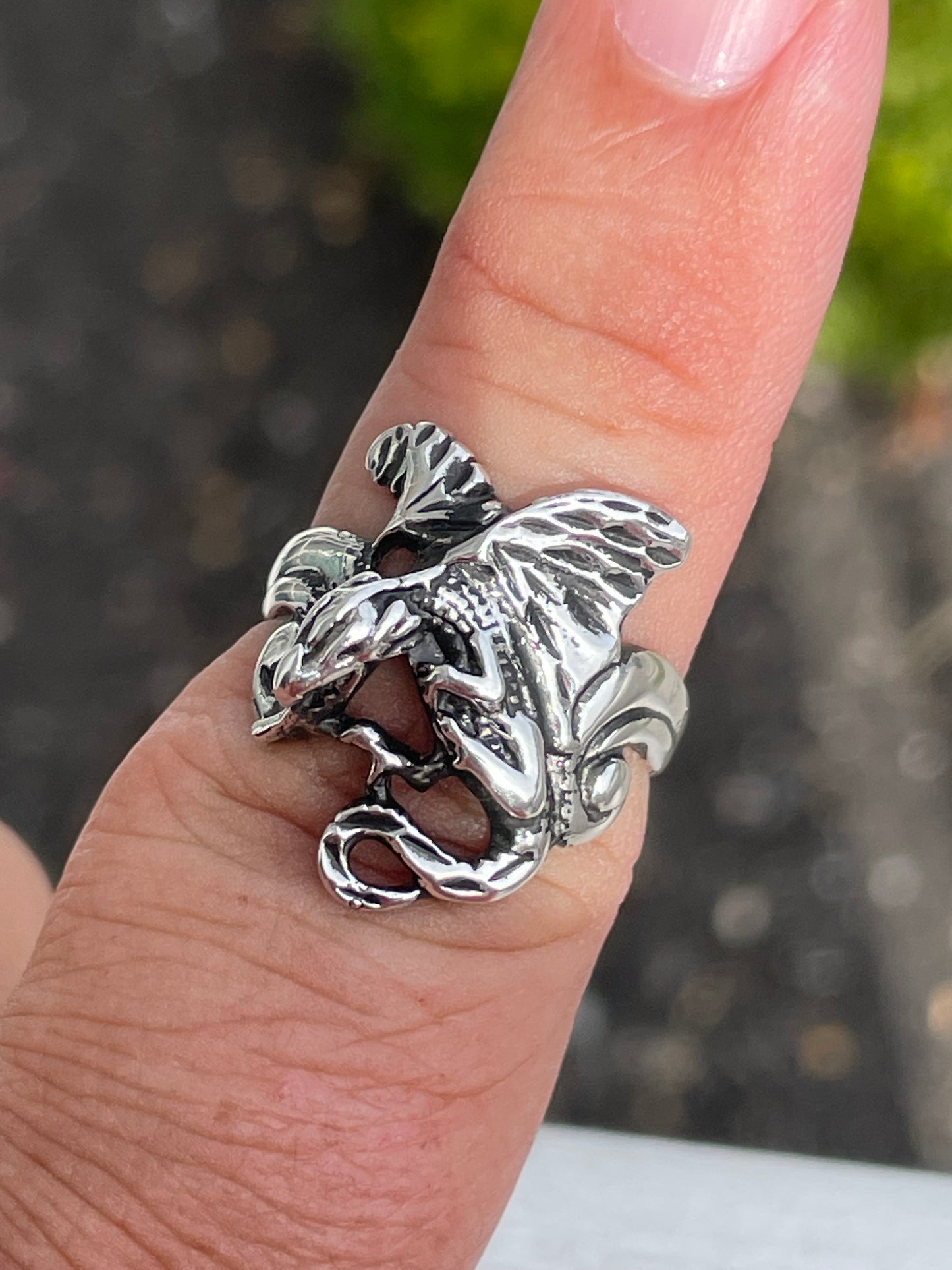 925 Sterling Silver Dragon Ring Size 8.5